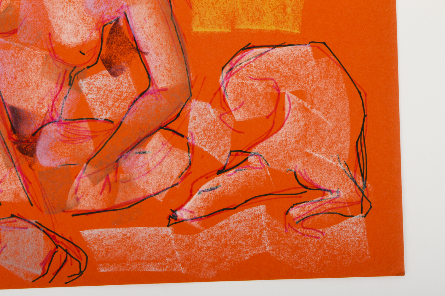 Virginia Sevier Rogers Ink and Chalk Drawing on Paper "Woman with Greyhounds"