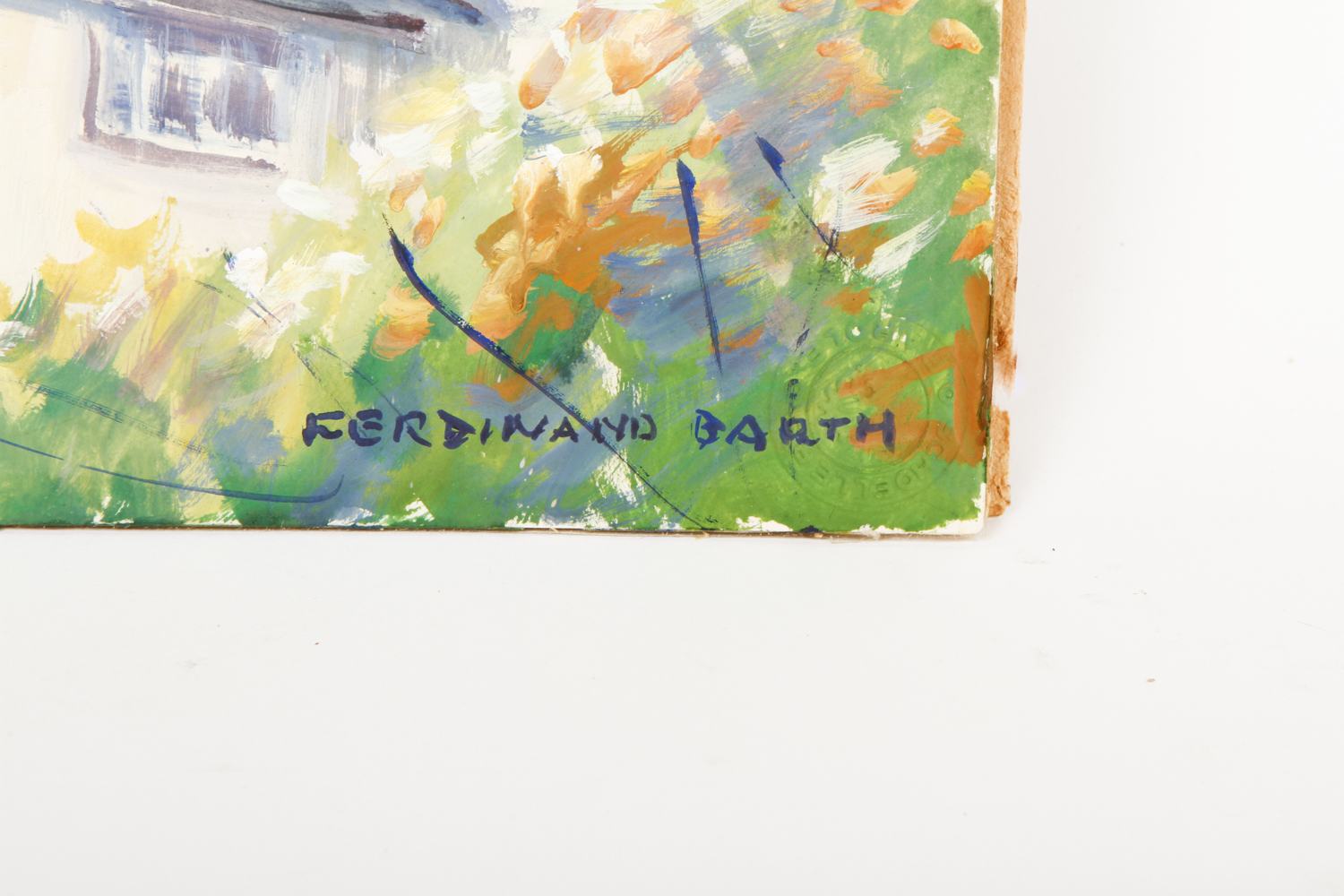 Ferdinand Barth Tempera Painting on Paper "Downtown"