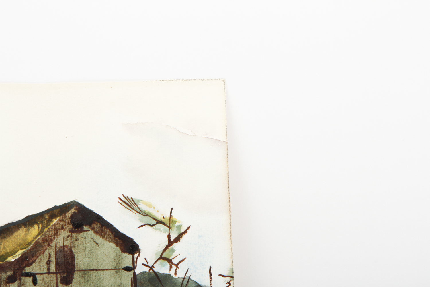 L. Aldous Watercolor and Pen and Ink on Paper "Farm Landscape"