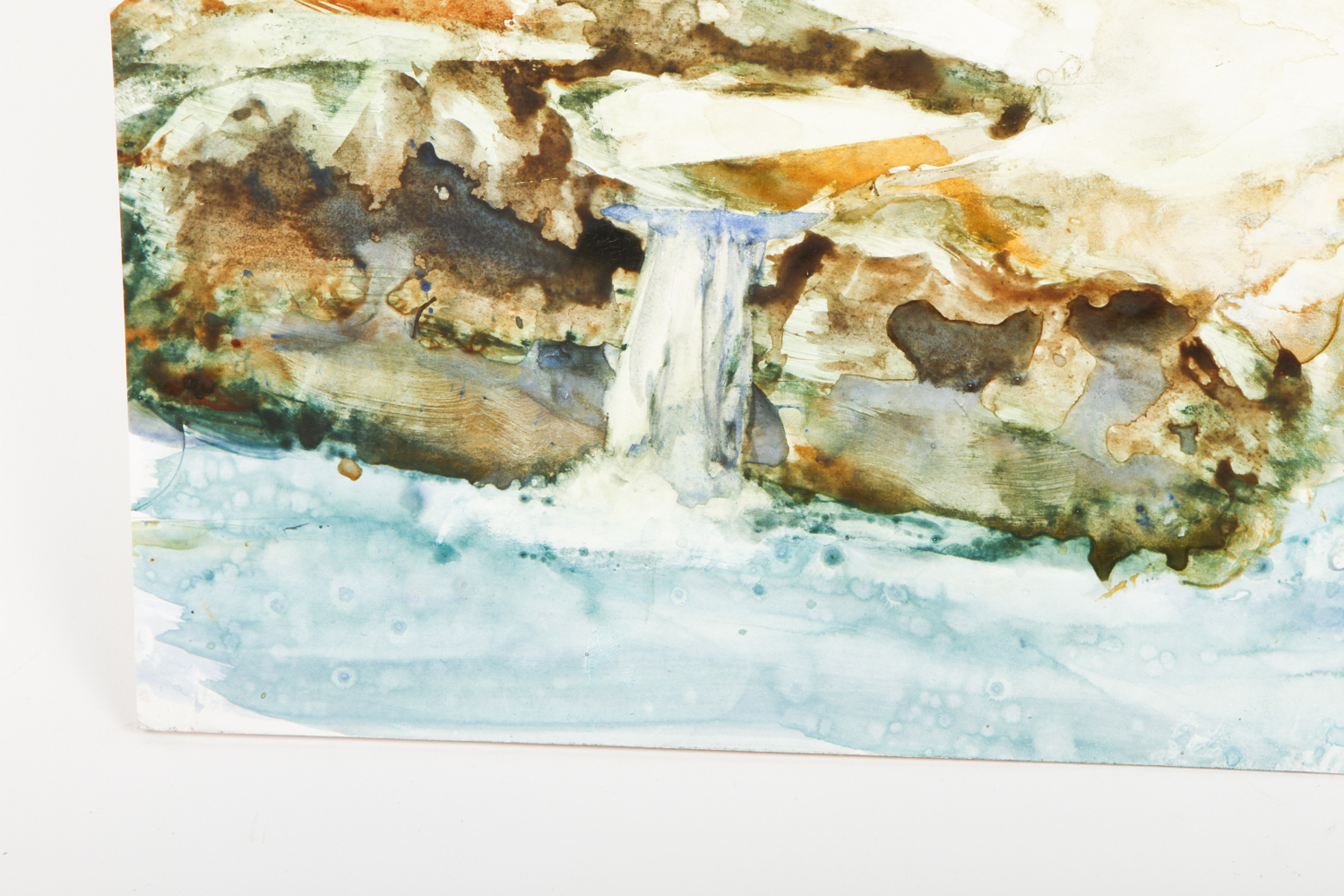 G. Robinson Watercolor and Acrylic Painting on Paperboard "Autumn Waterfall"