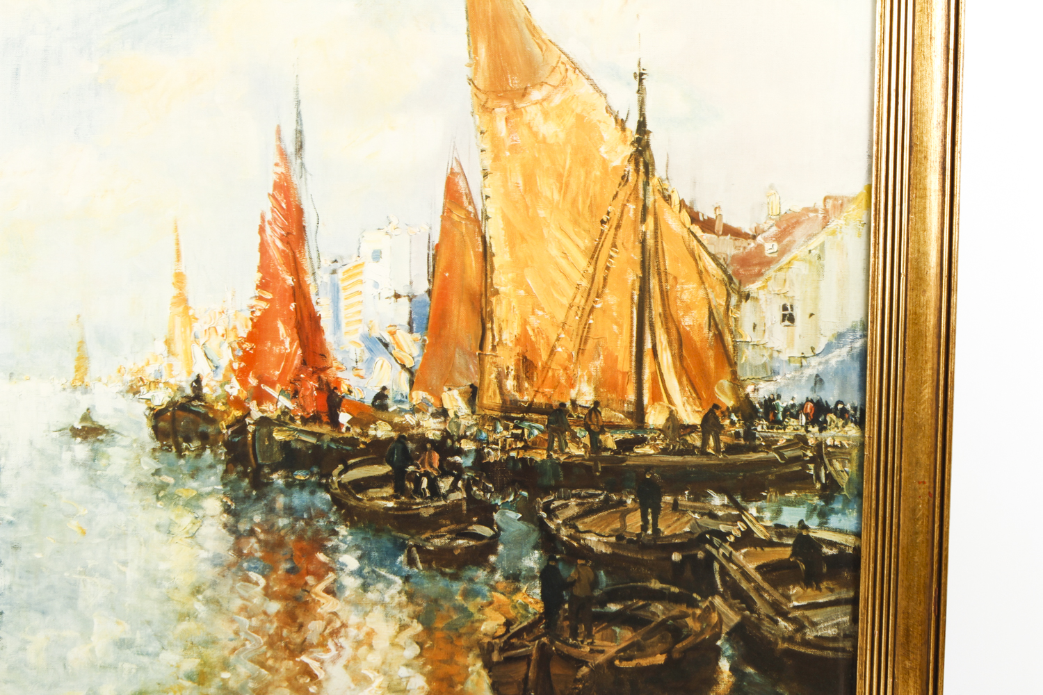 Otto Hammel Offset Lithograph "Dutch Fishing Boats in an Estuary"