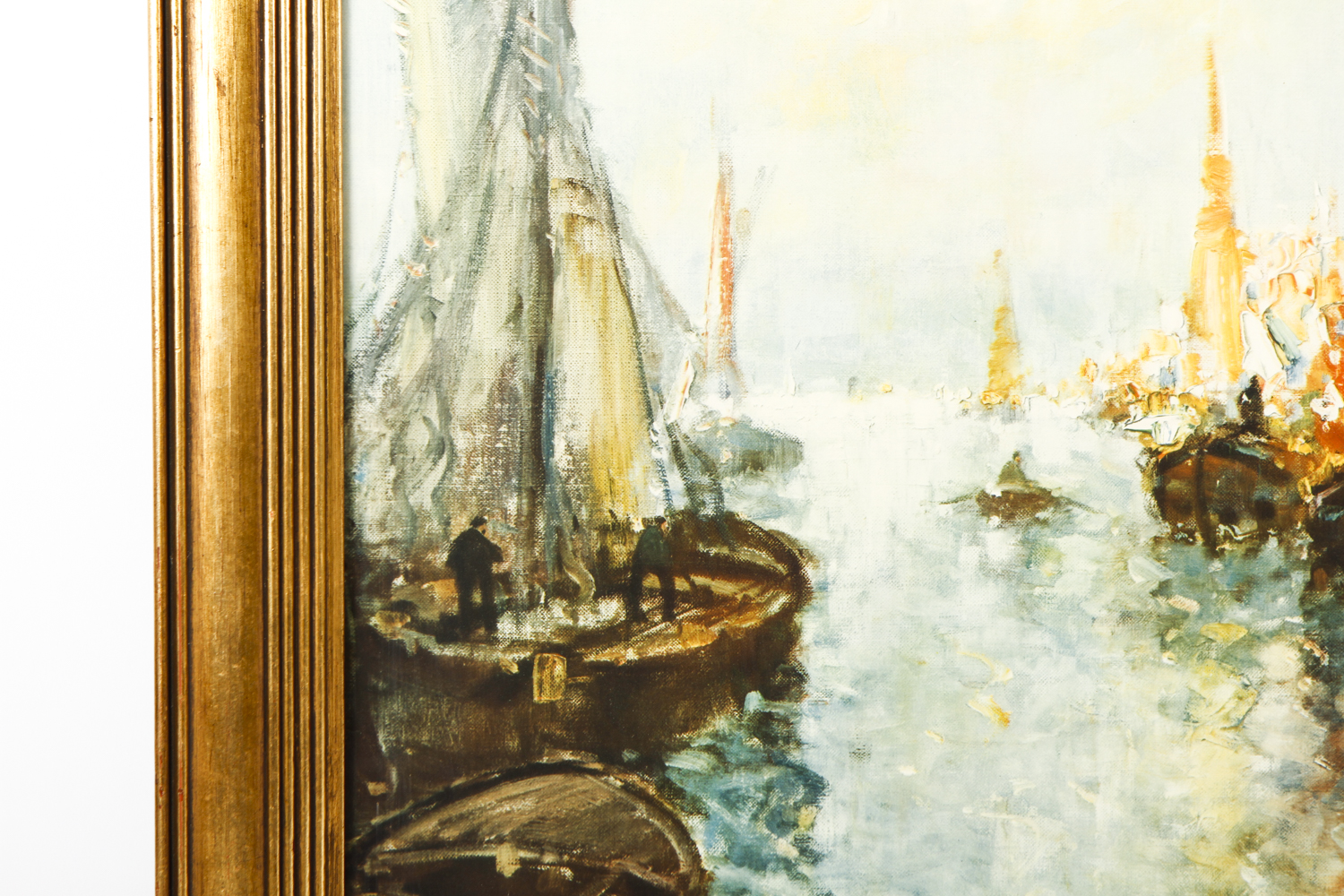 Otto Hammel Offset Lithograph "Dutch Fishing Boats in an Estuary"