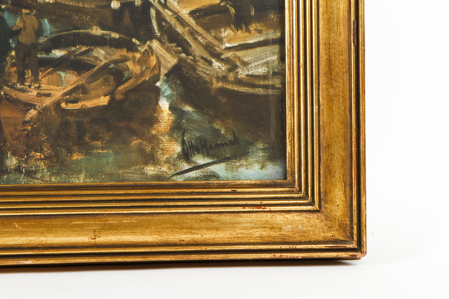 Otto Hammel Offset Lithograph "Dutch Fishing Boats in an Estuary"