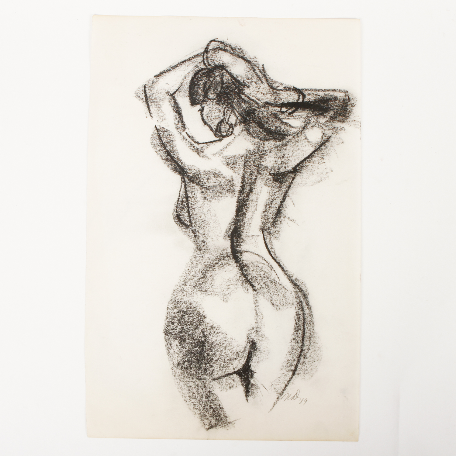 Michael Decker Charcoal Drawing on Paper "Standing Nude"