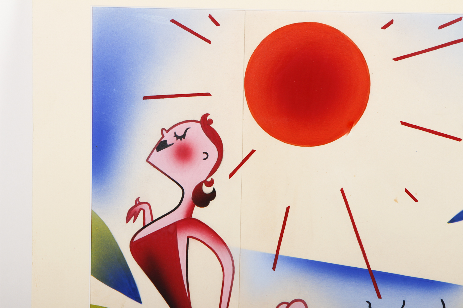 Air-Brushed Illustration on Paper of a Summer Scene