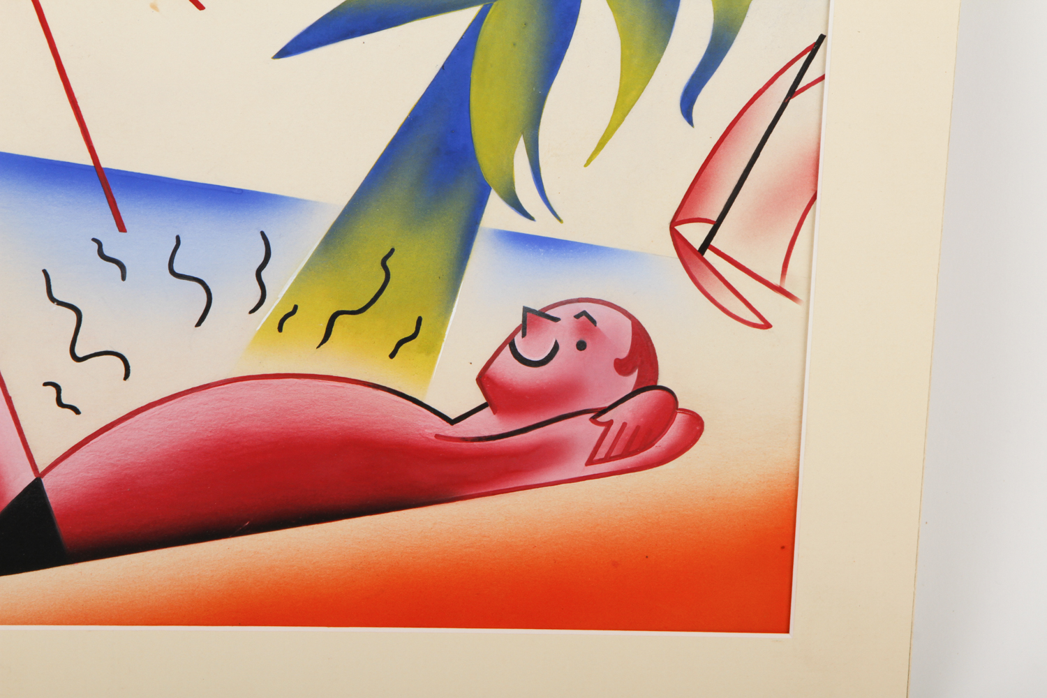 Air-Brushed Illustration on Paper of a Summer Scene