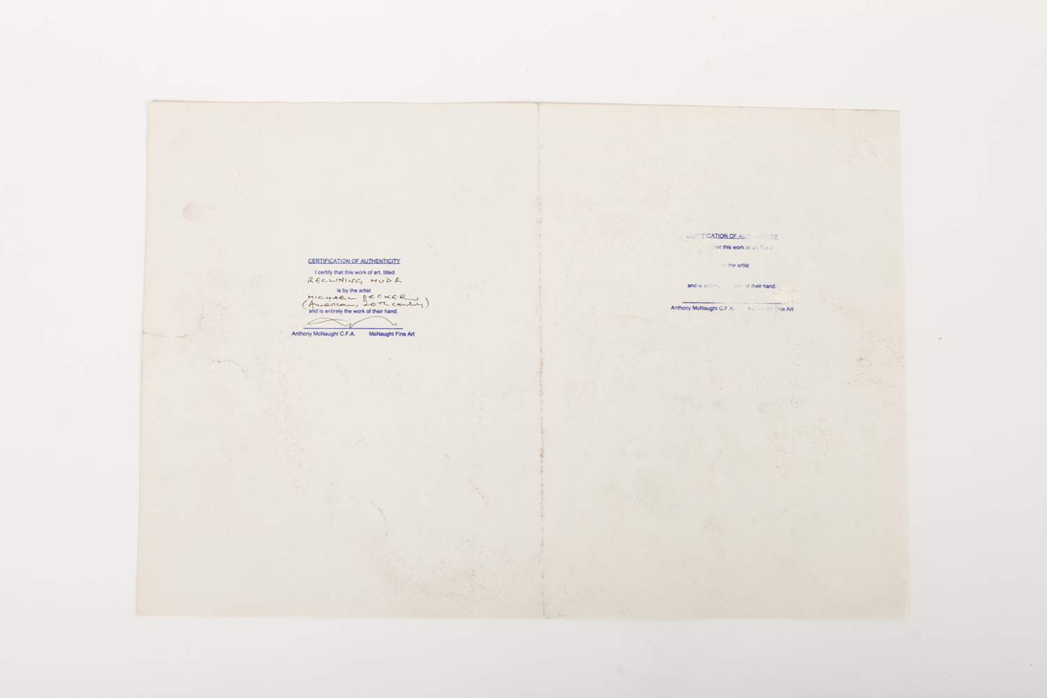 Pen and Ink Drawing on Paper "Reclining Nude" Attributed to Michael Decker