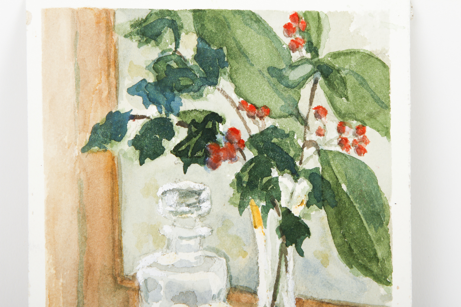 Bette Baker Watercolor Painting on Paper "Still Life with Holly"