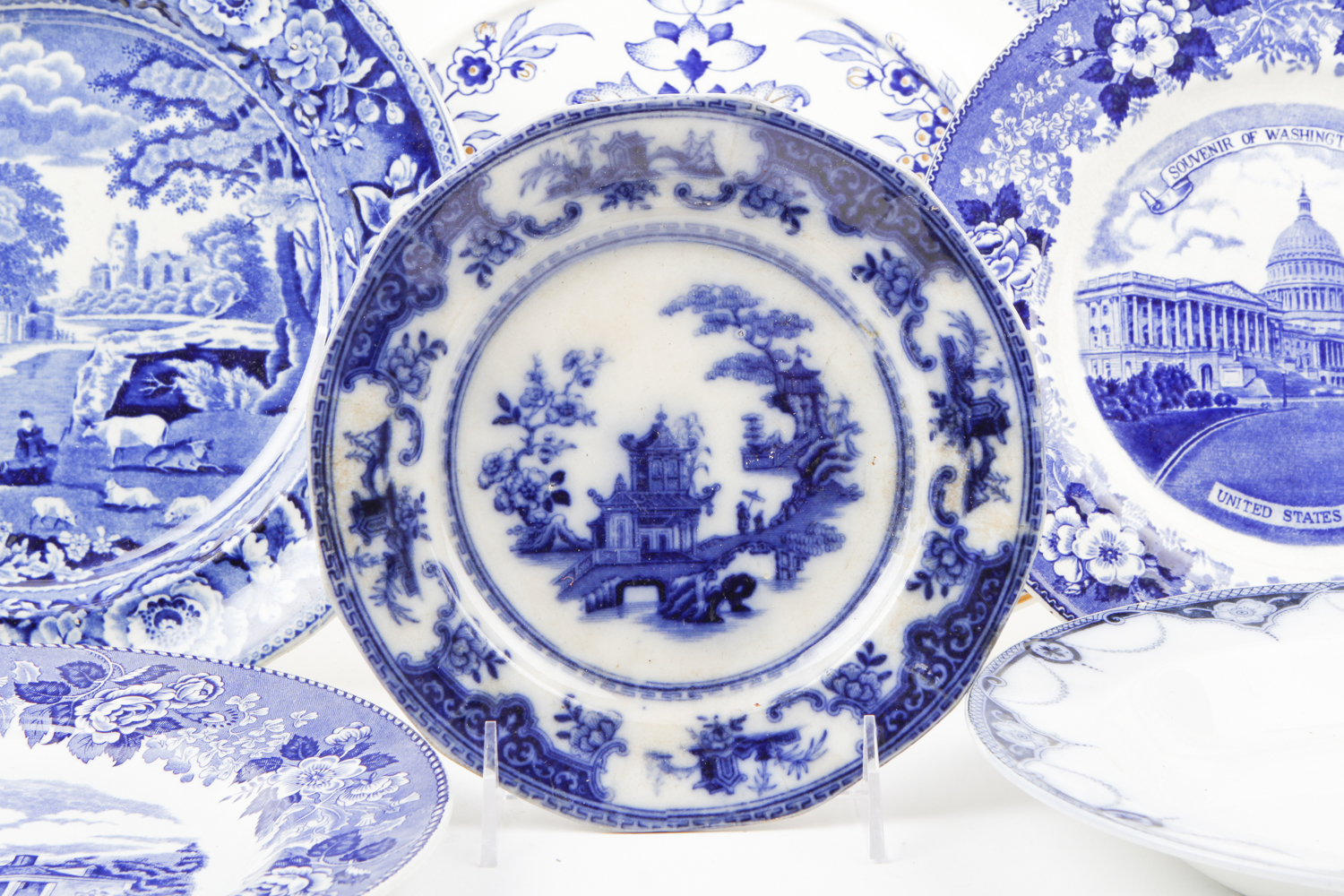 Collection of Flow Blue China Plates