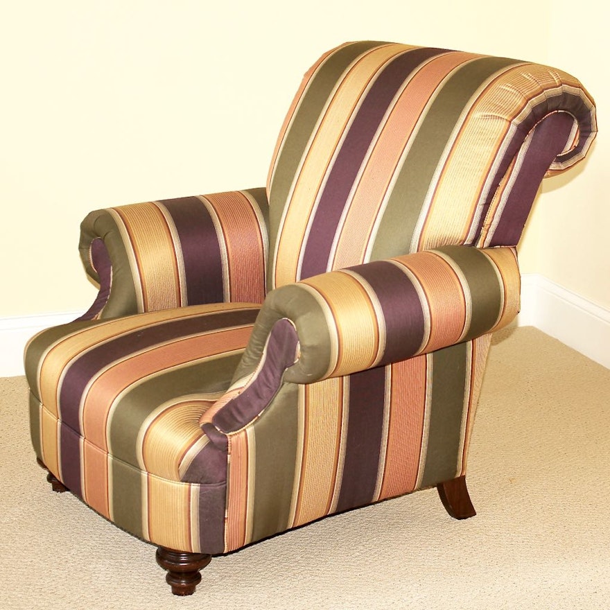 Custom Taylor King "Chloe" Lounge Chair in Striped Fabric