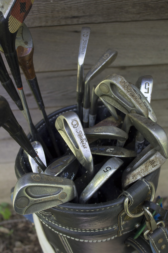 Spalding, Titlelist, and Wilson Golf Clubs and Golf Bag