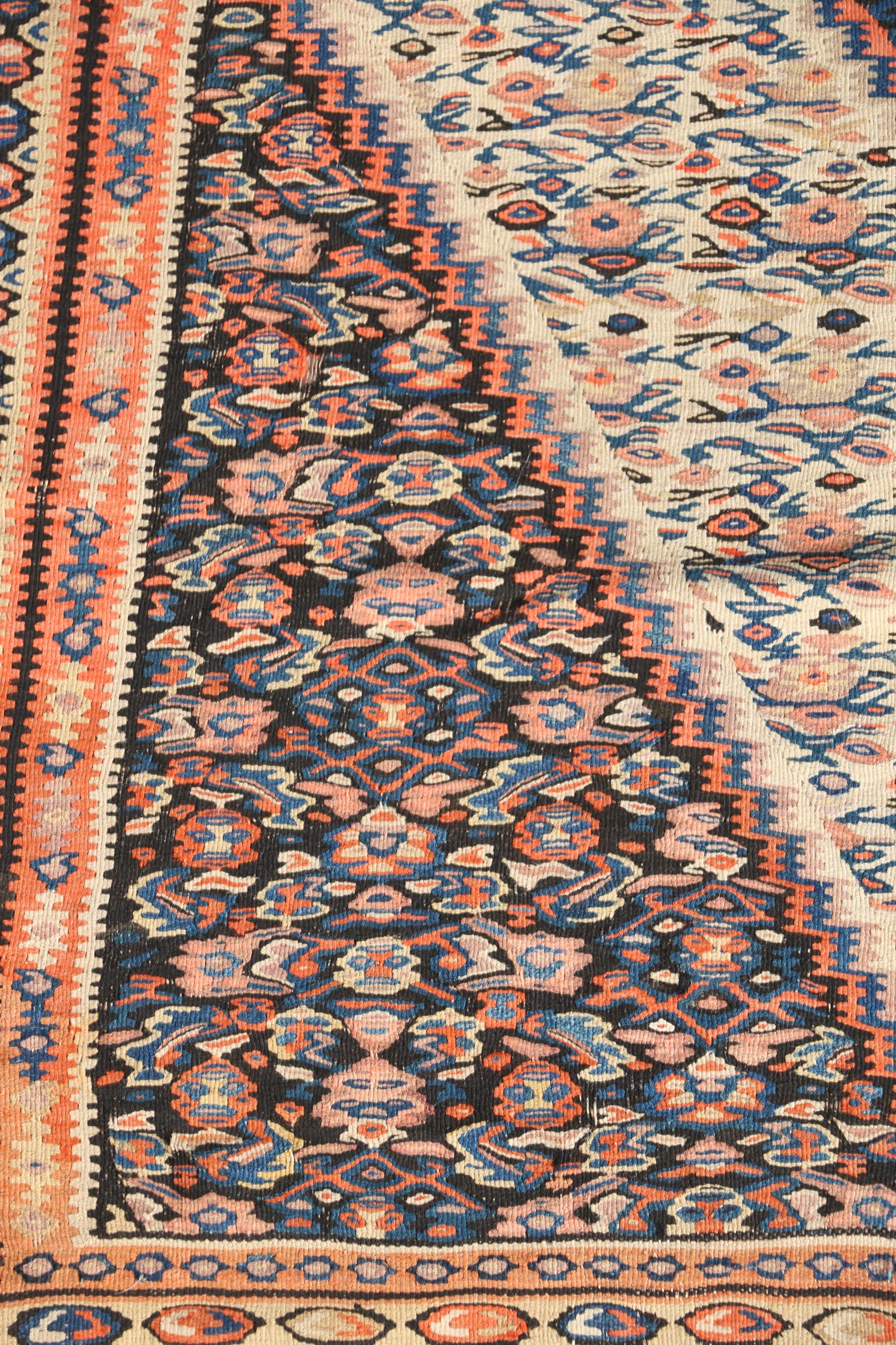 Antique Handwoven Persian Senneh Kilim, Circa 1920