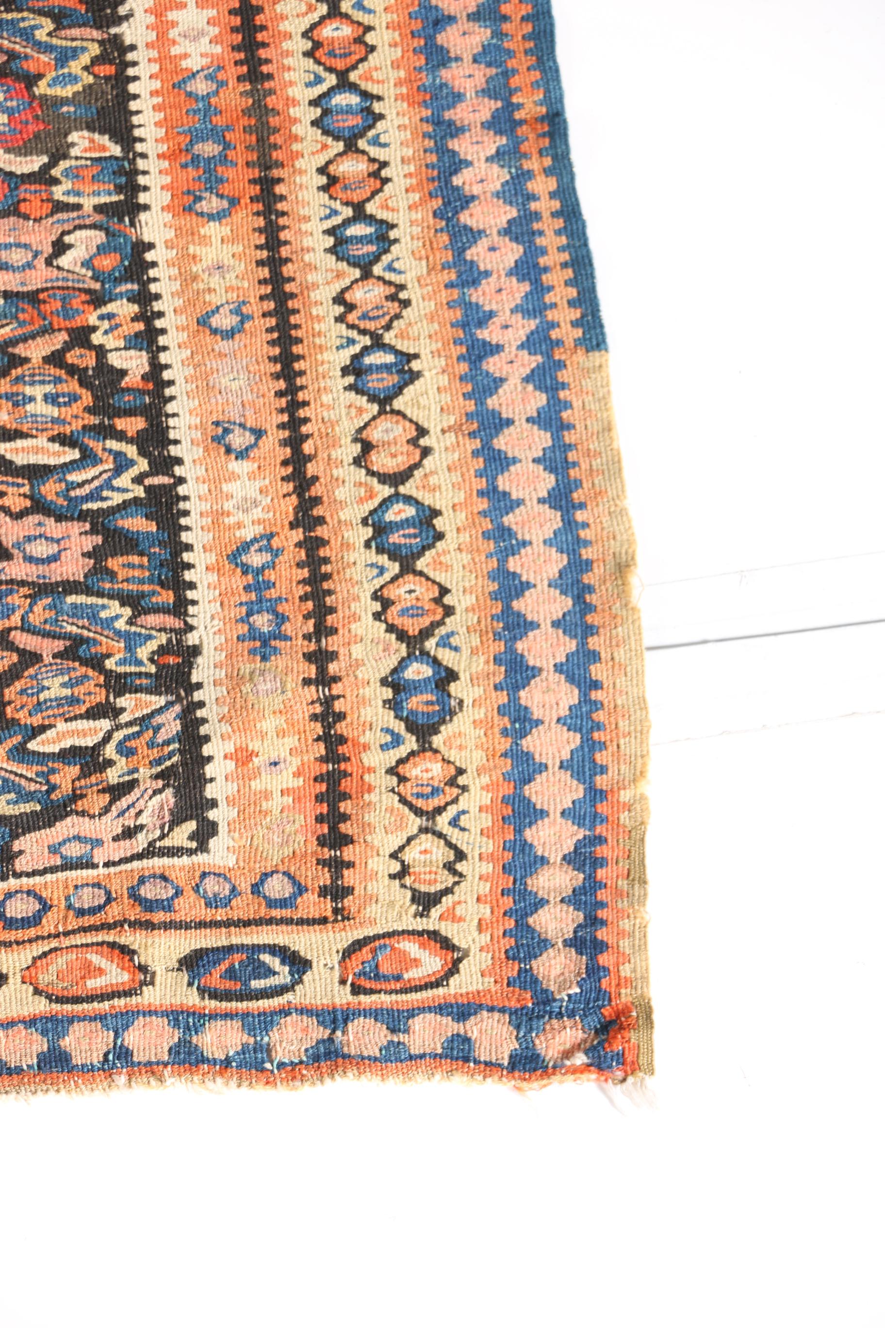 Antique Handwoven Persian Senneh Kilim, Circa 1920