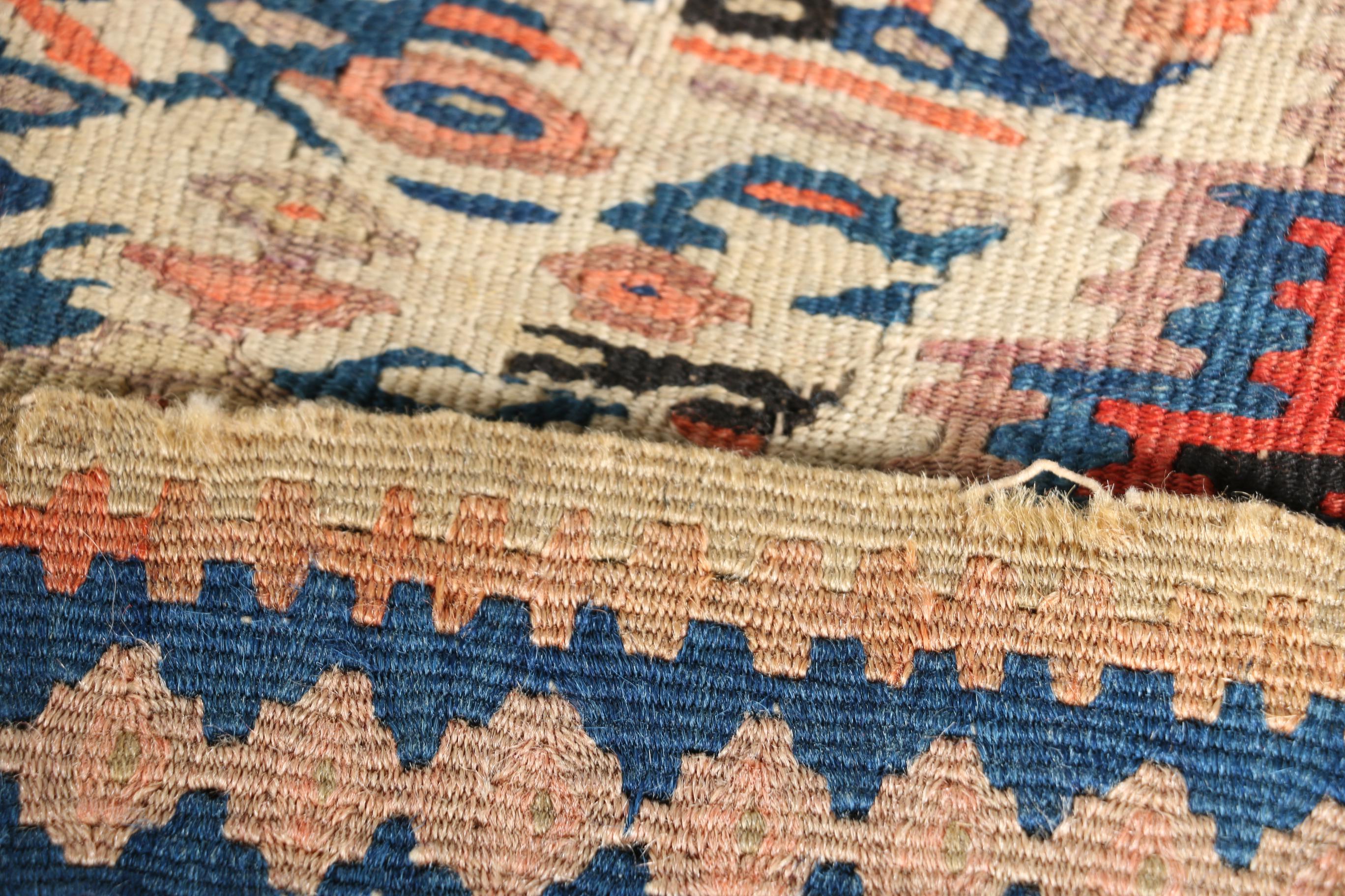 Antique Handwoven Persian Senneh Kilim, Circa 1920