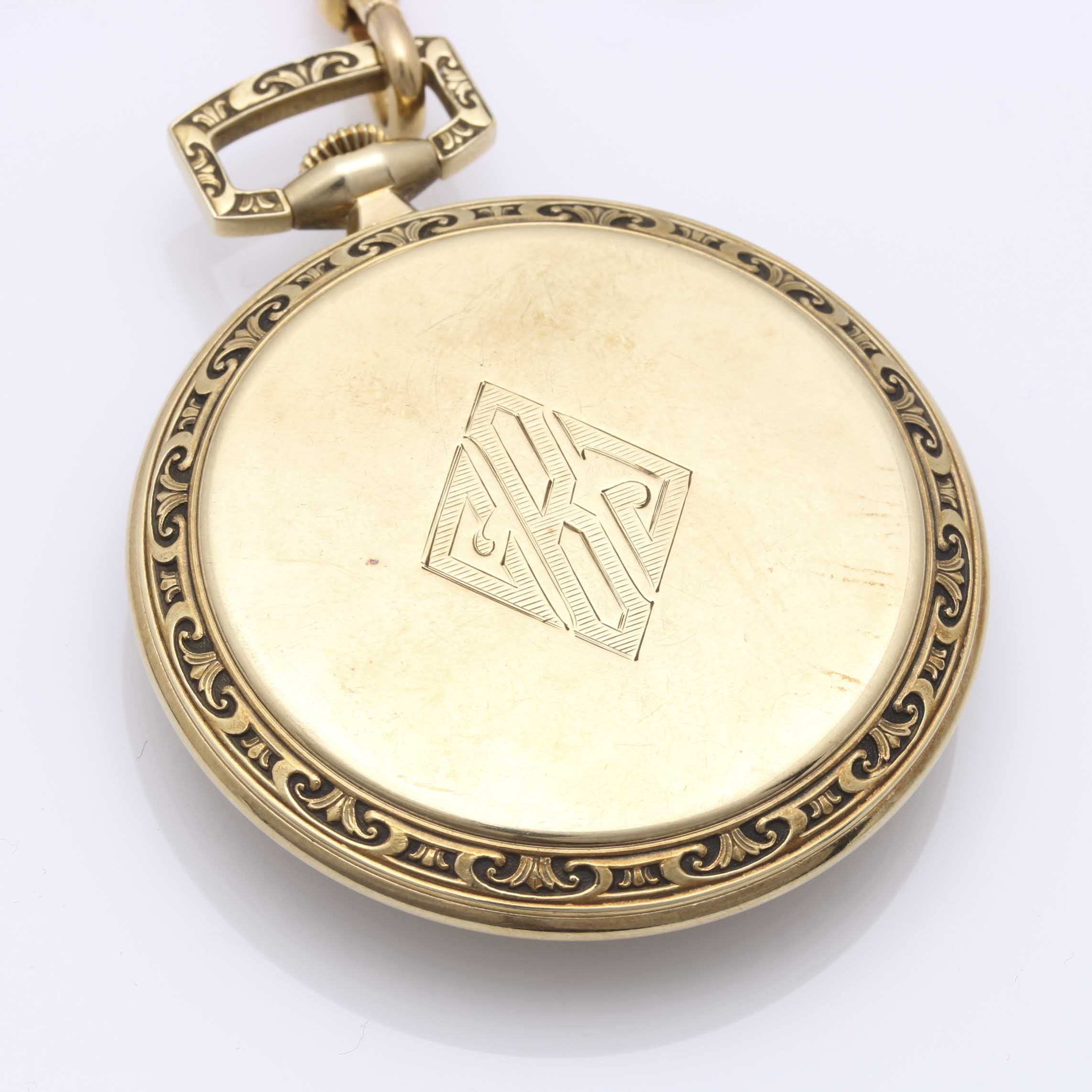 14K Gold Pocket Watch, 14K George Wostenholm Pocket Knife, and Simmons Fob Chain