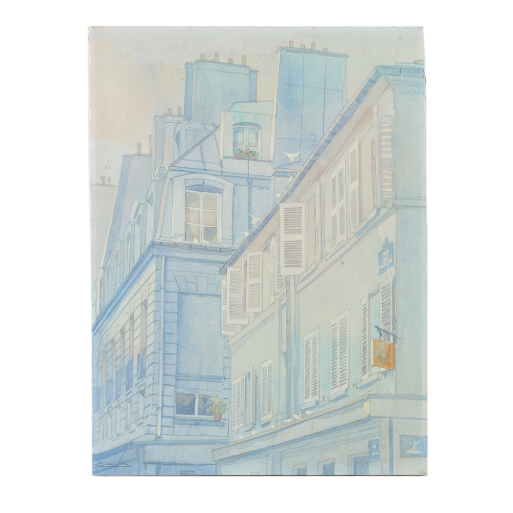 William Benecke Oil Painting "Building in Paris, Late Afternoon"