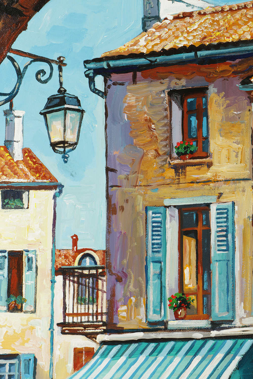 Yuri Dvornik Oil on Canvas of Street View through Archway