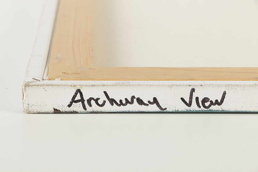 Yuri Dvornik Oil on Canvas of Street View through Archway