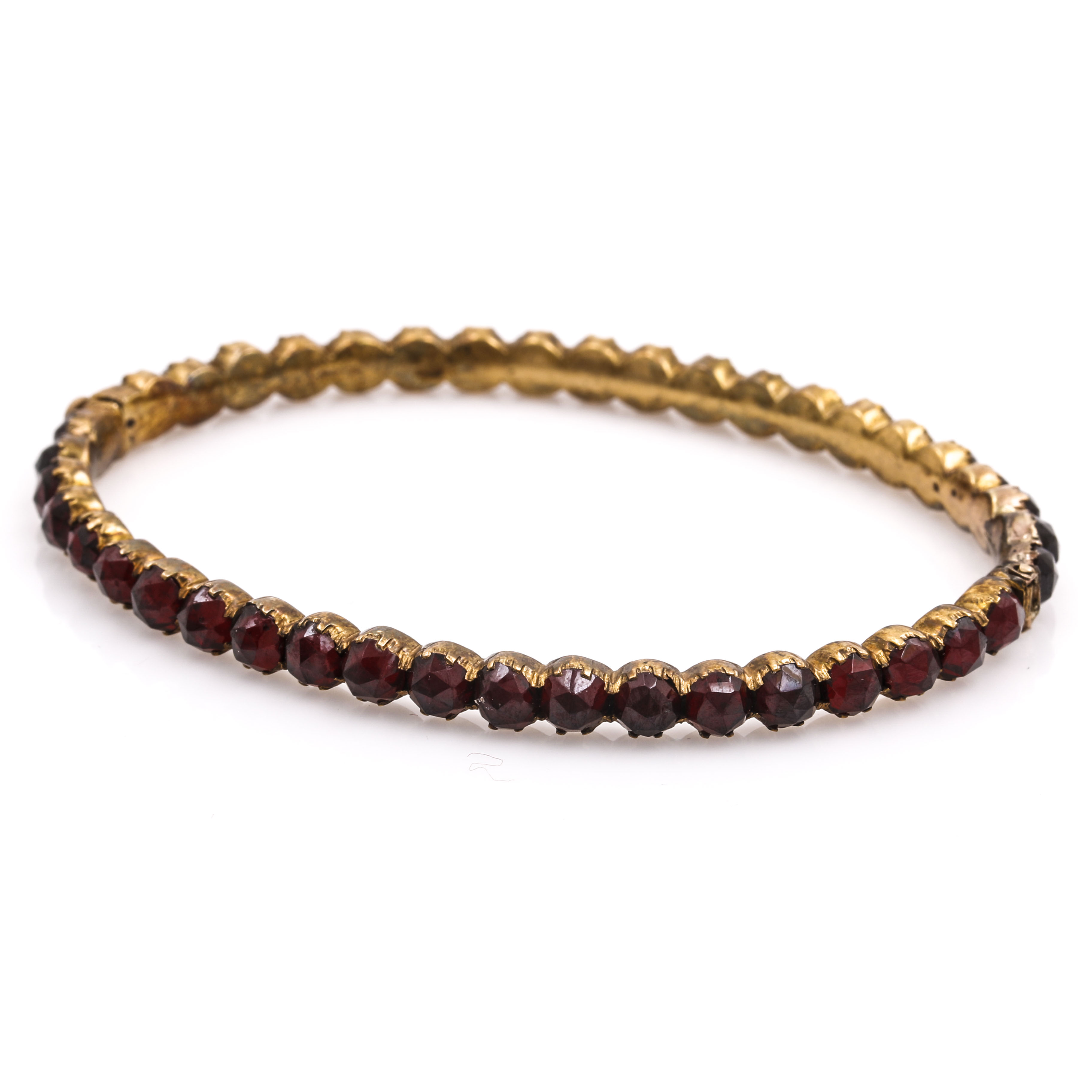 Gold Filled Garnet Bangle Bracelet