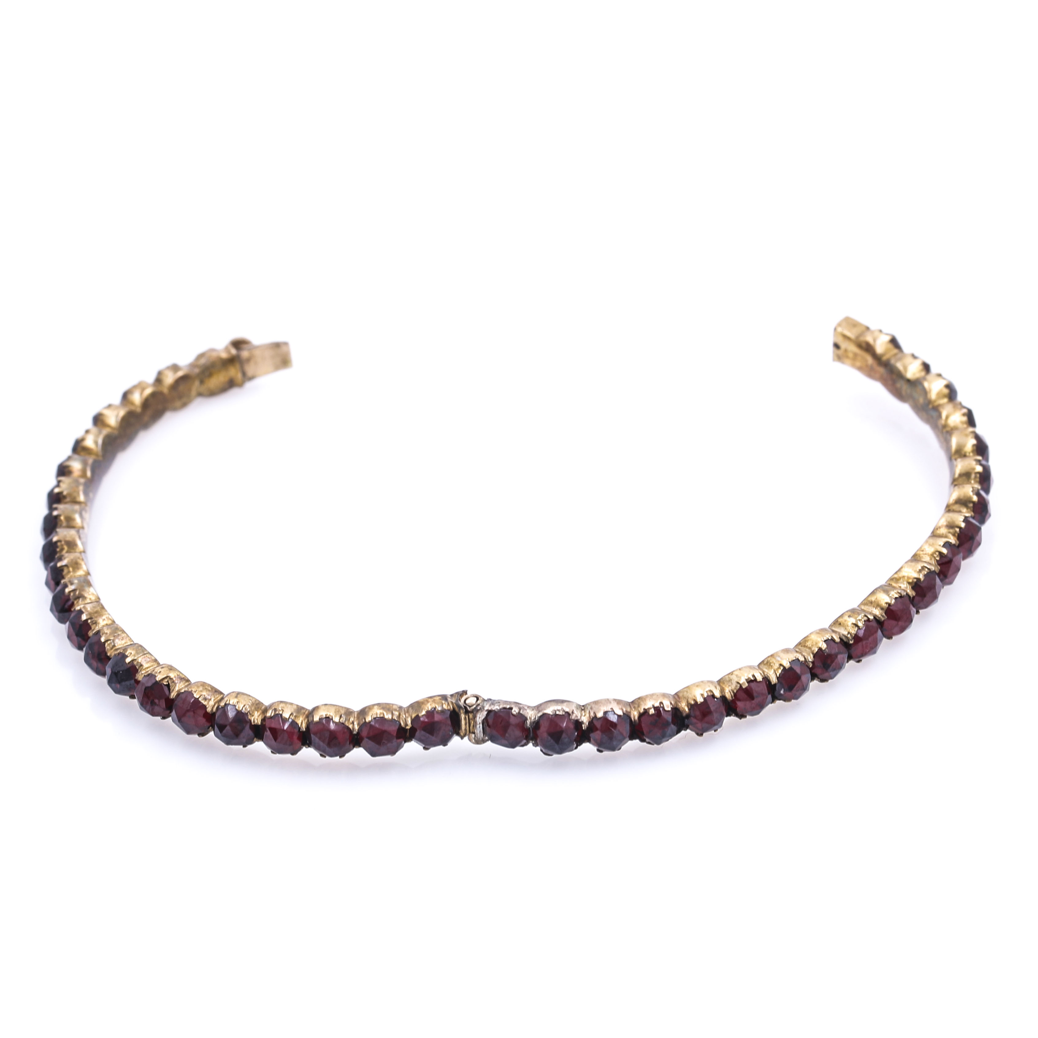 Gold Filled Garnet Bangle Bracelet