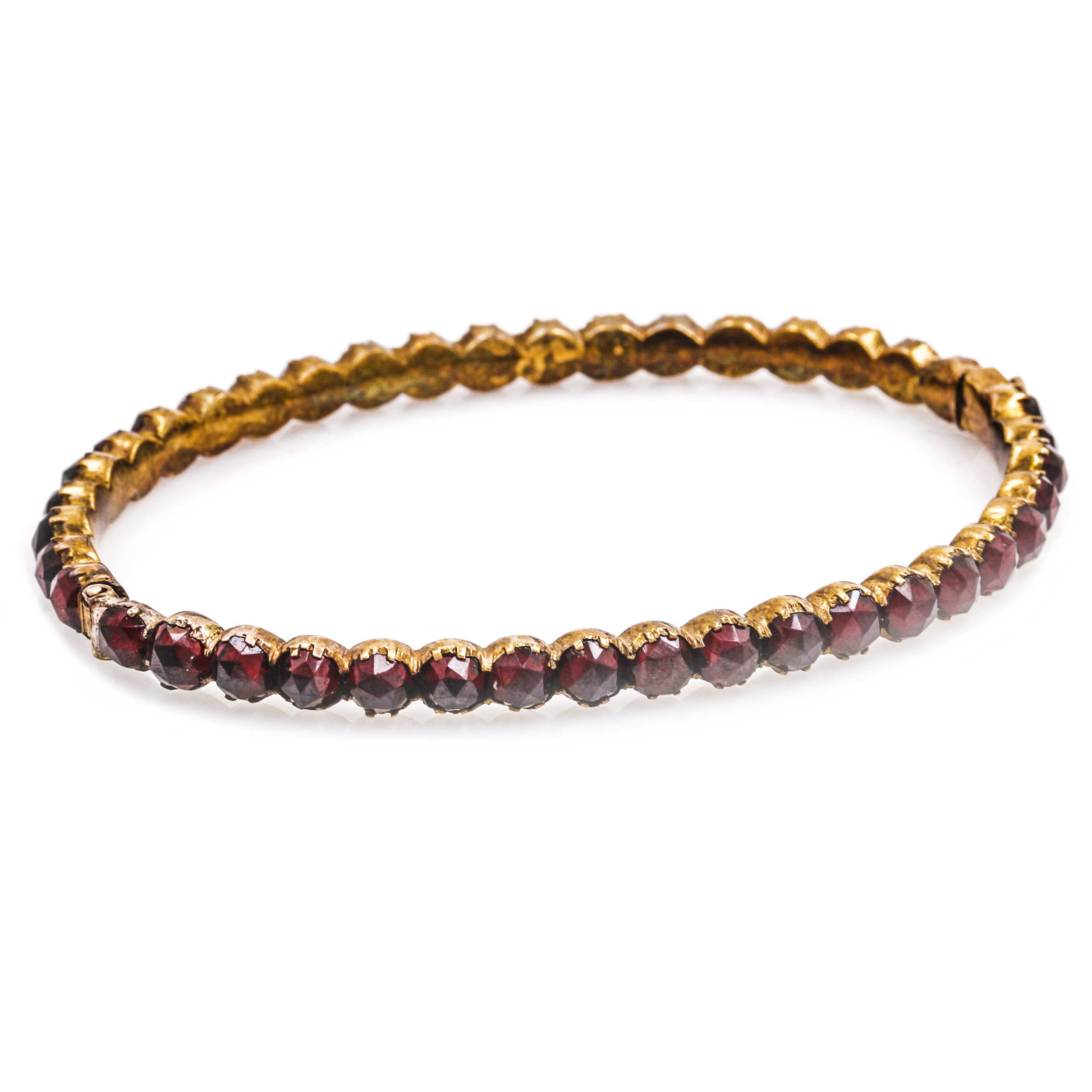 Gold Filled Garnet Bangle Bracelet