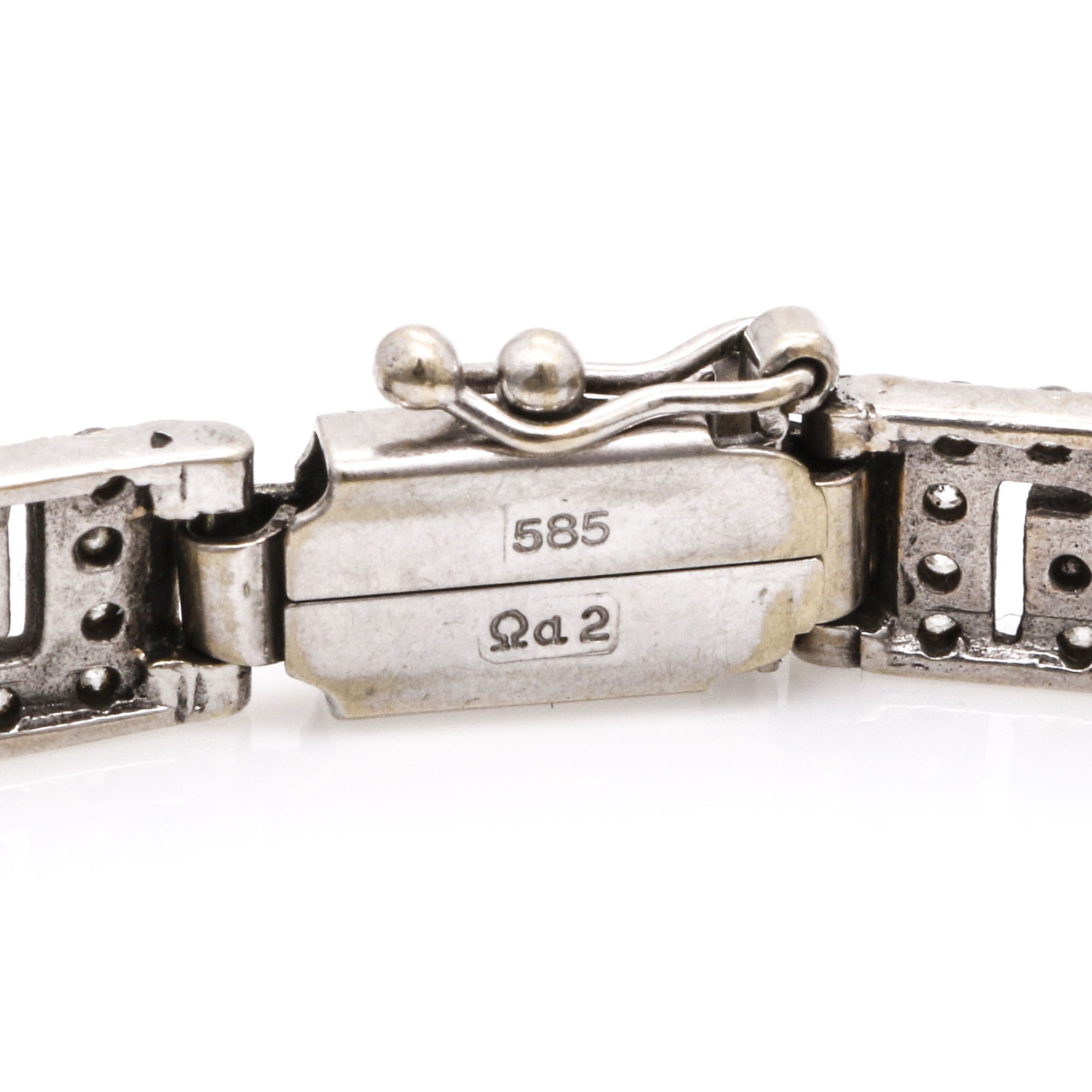 14K White Gold Cubic Zirconia Meander Bracelet