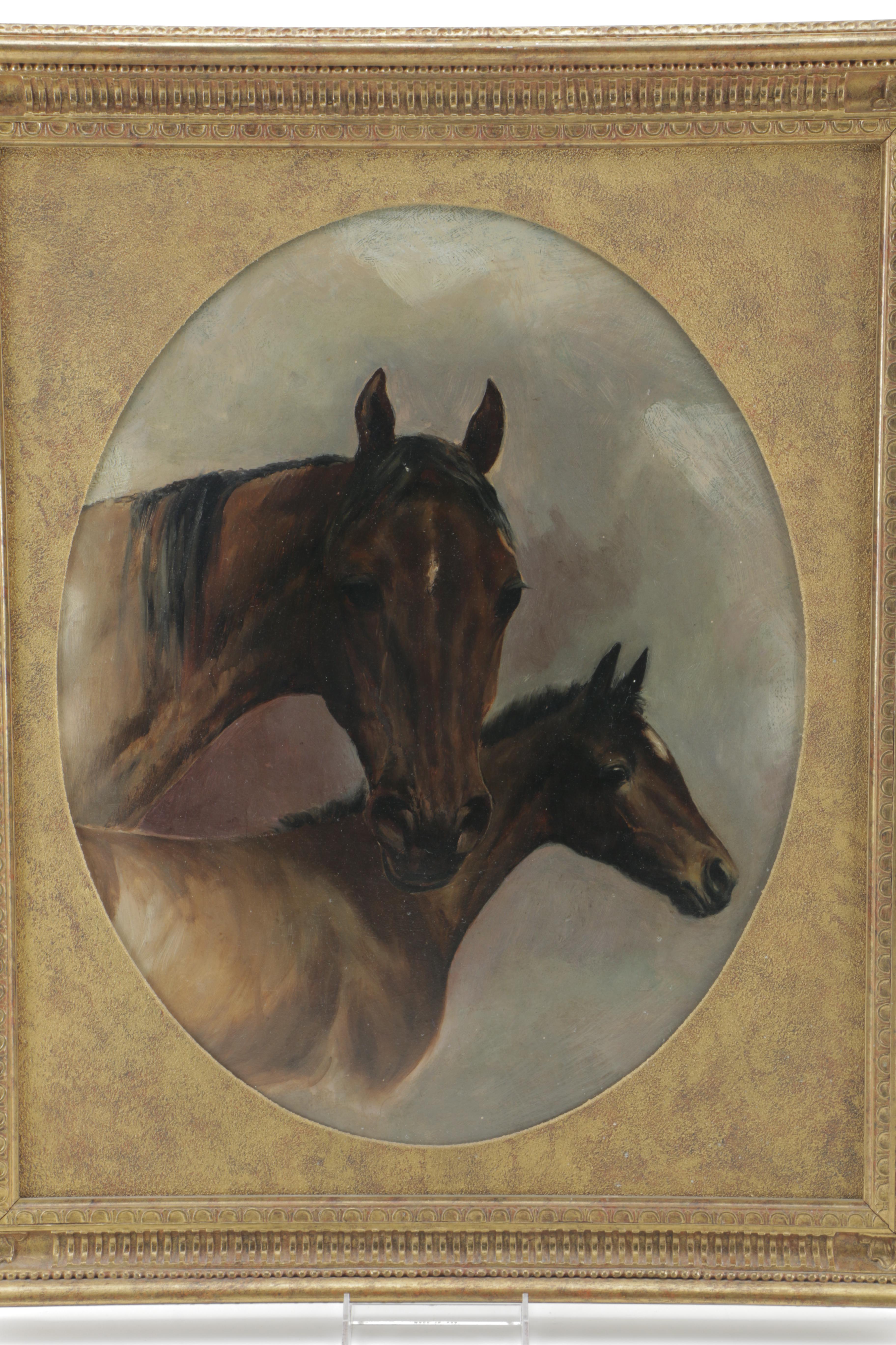 Colin Graeme Attributed Oil Painting on Board "Mare and Son"