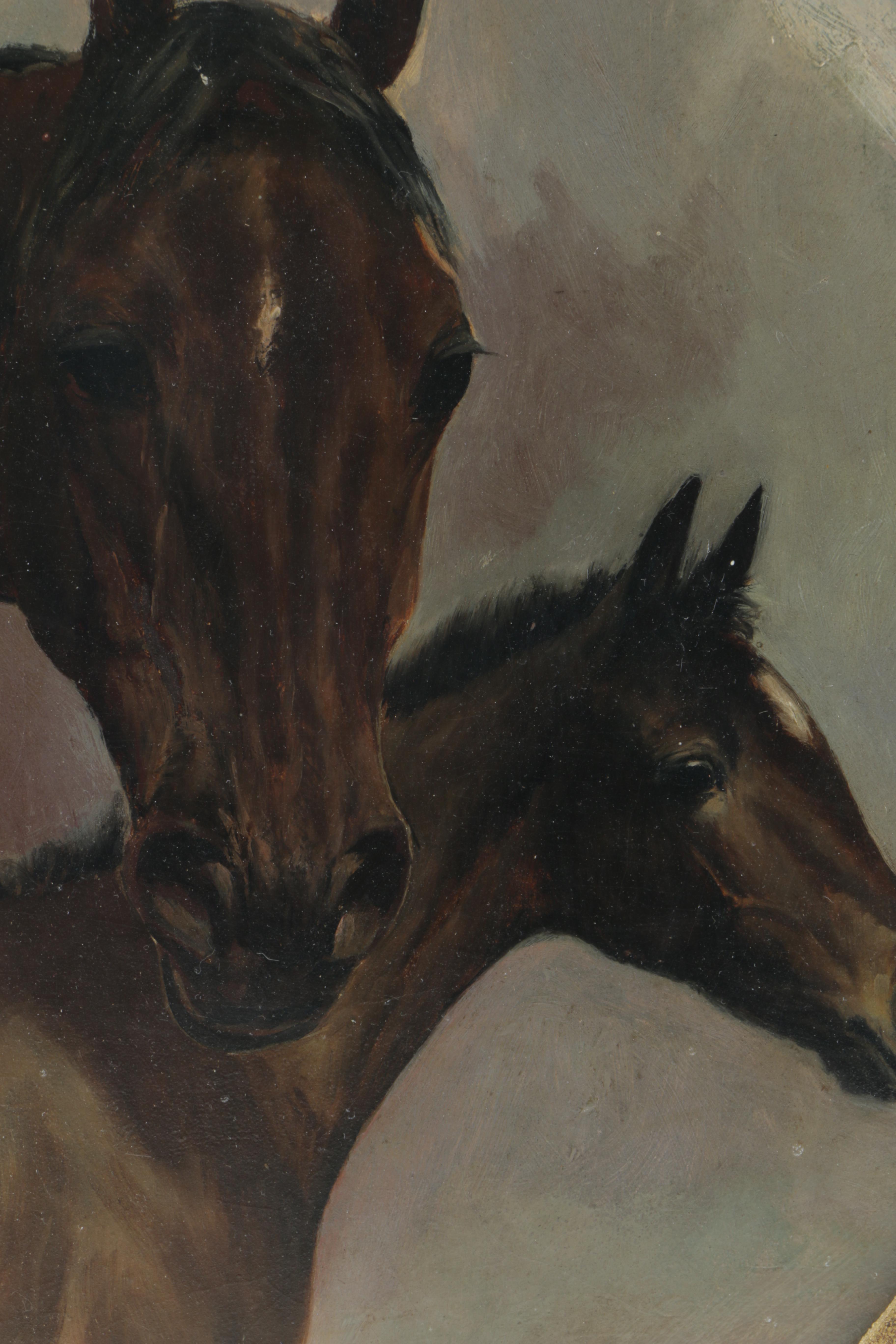 Colin Graeme Attributed Oil Painting on Board "Mare and Son"