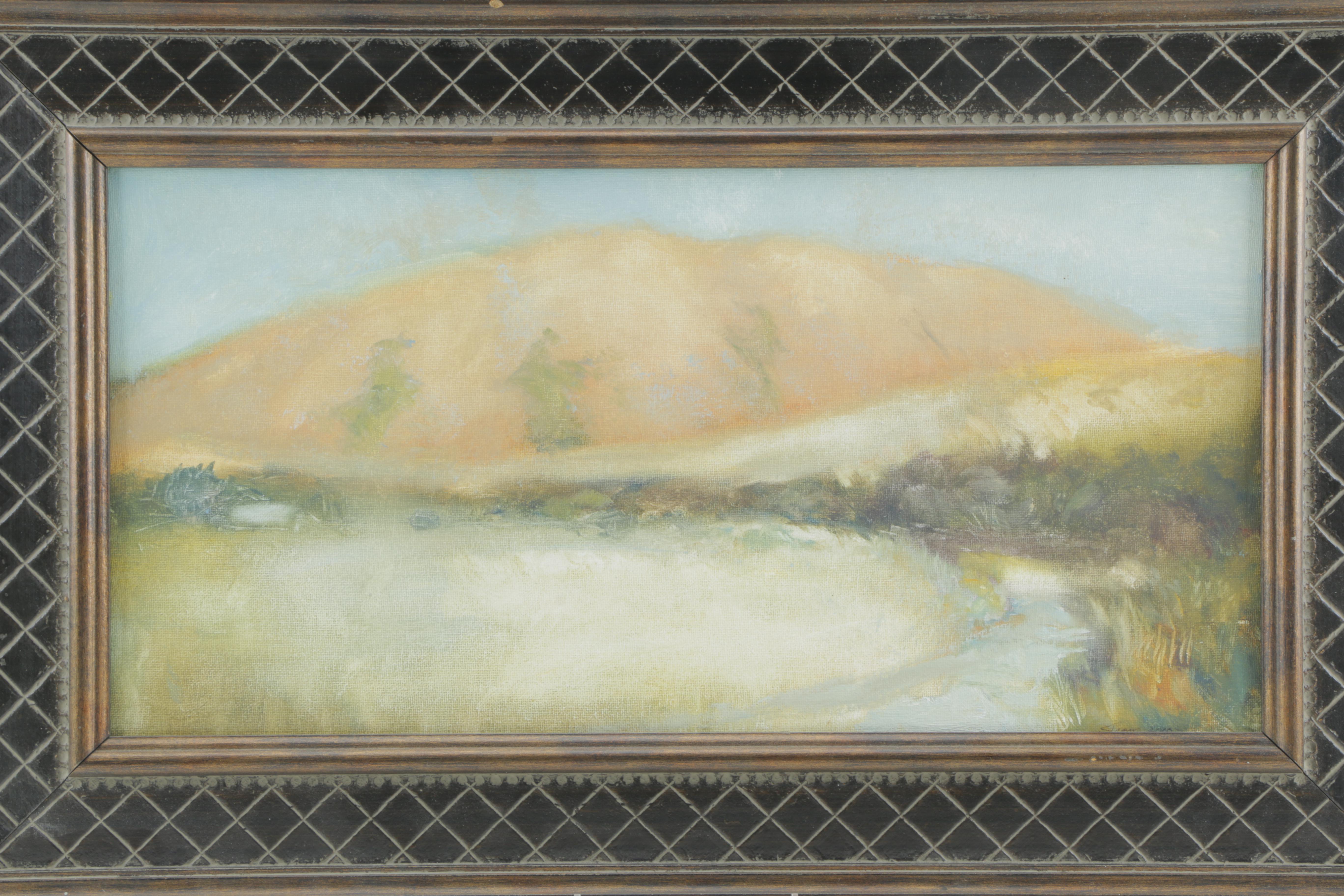 Susan Strong Oil Painting on Canvas Board "Stream with Yellow Haze"