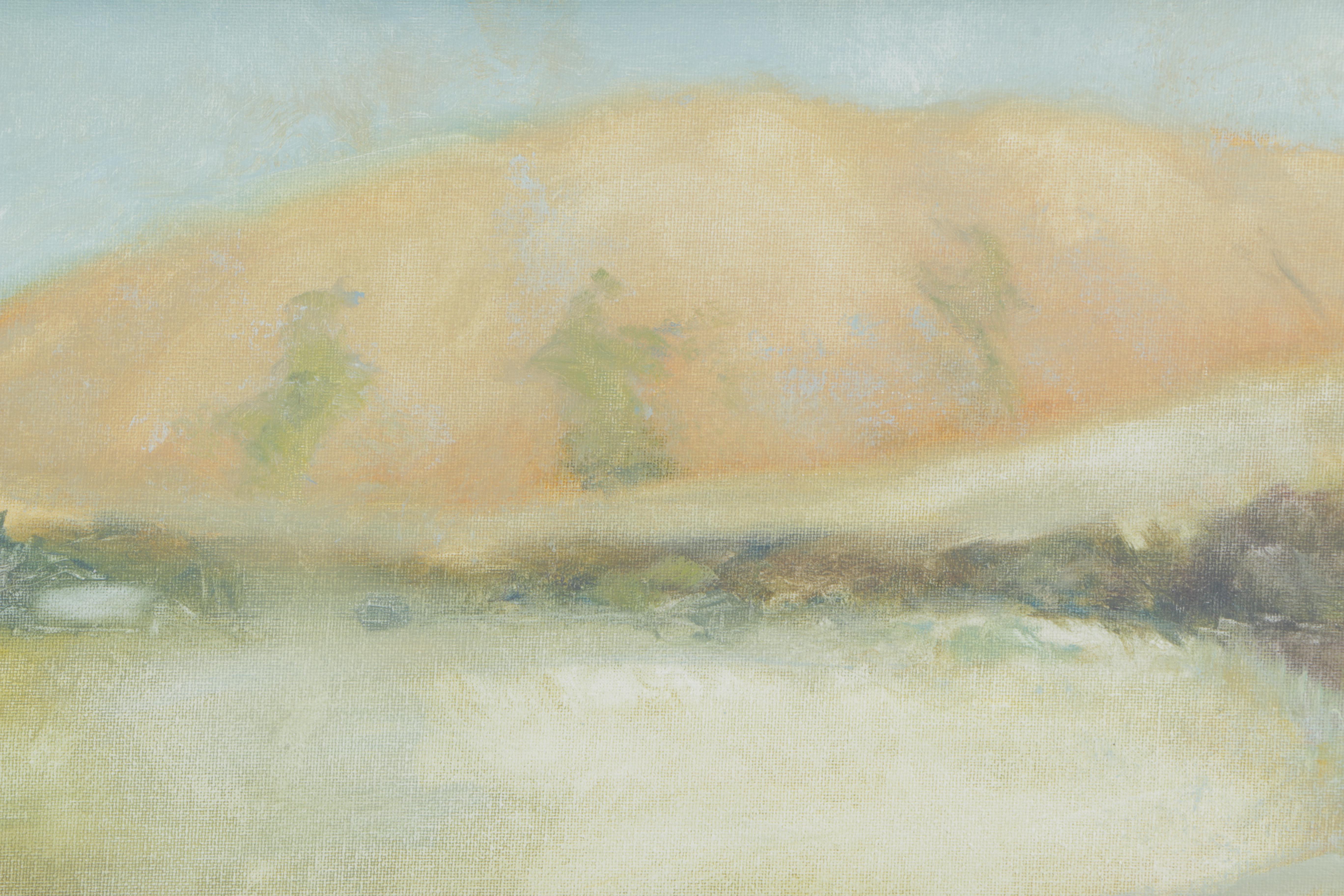 Susan Strong Oil Painting on Canvas Board "Stream with Yellow Haze"