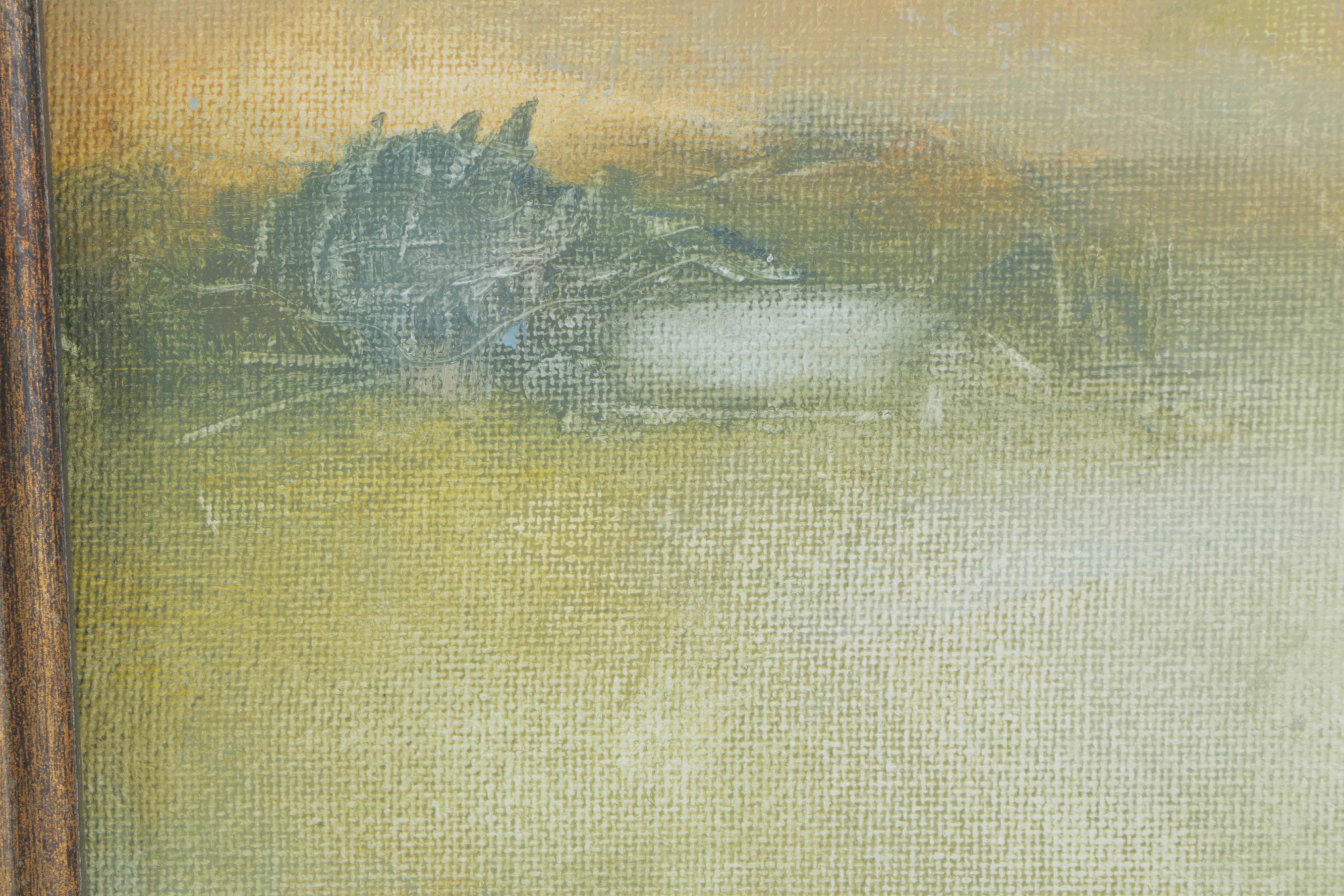 Susan Strong Oil Painting on Canvas Board "Stream with Yellow Haze"