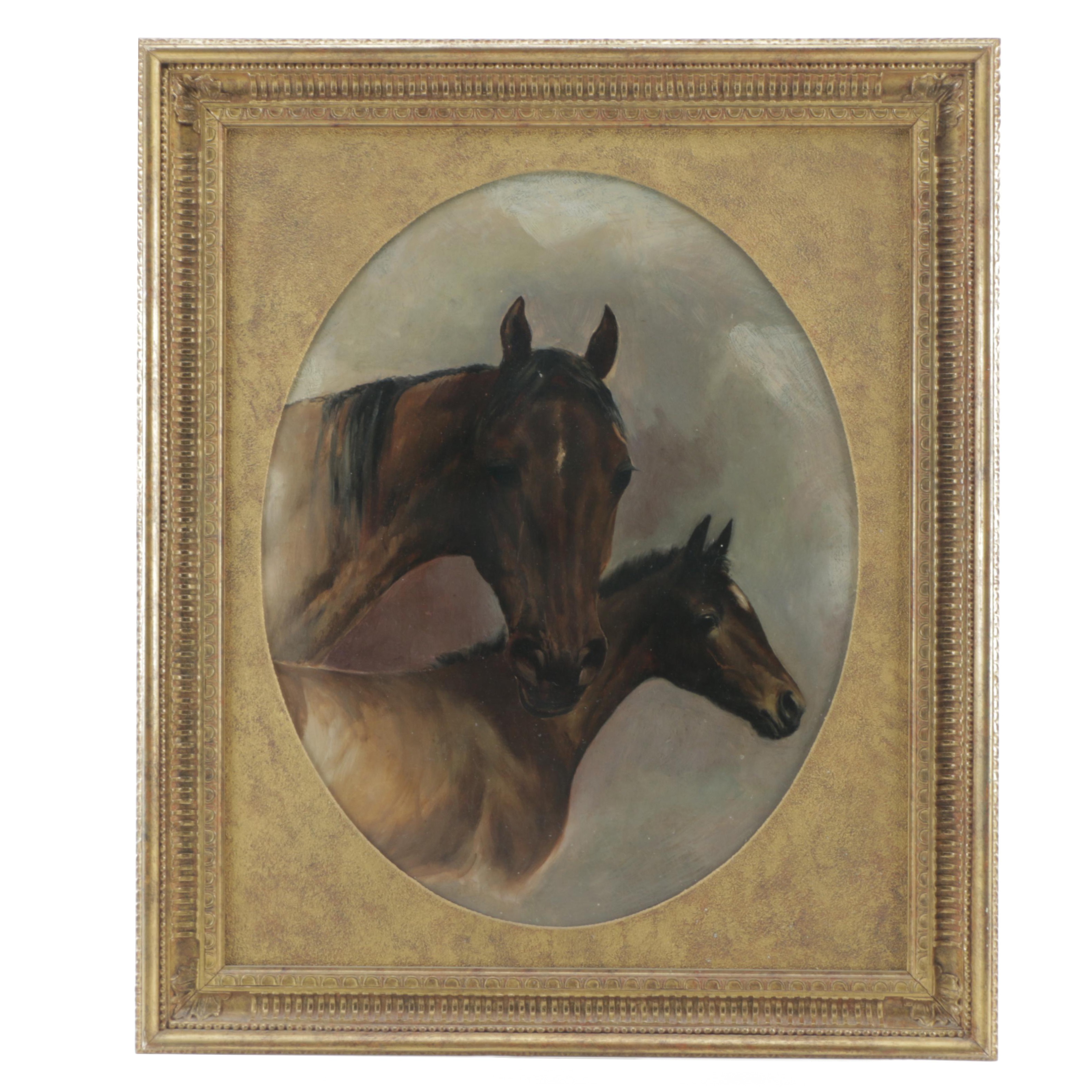 Colin Graeme Attributed Oil Painting on Board "Mare and Son"