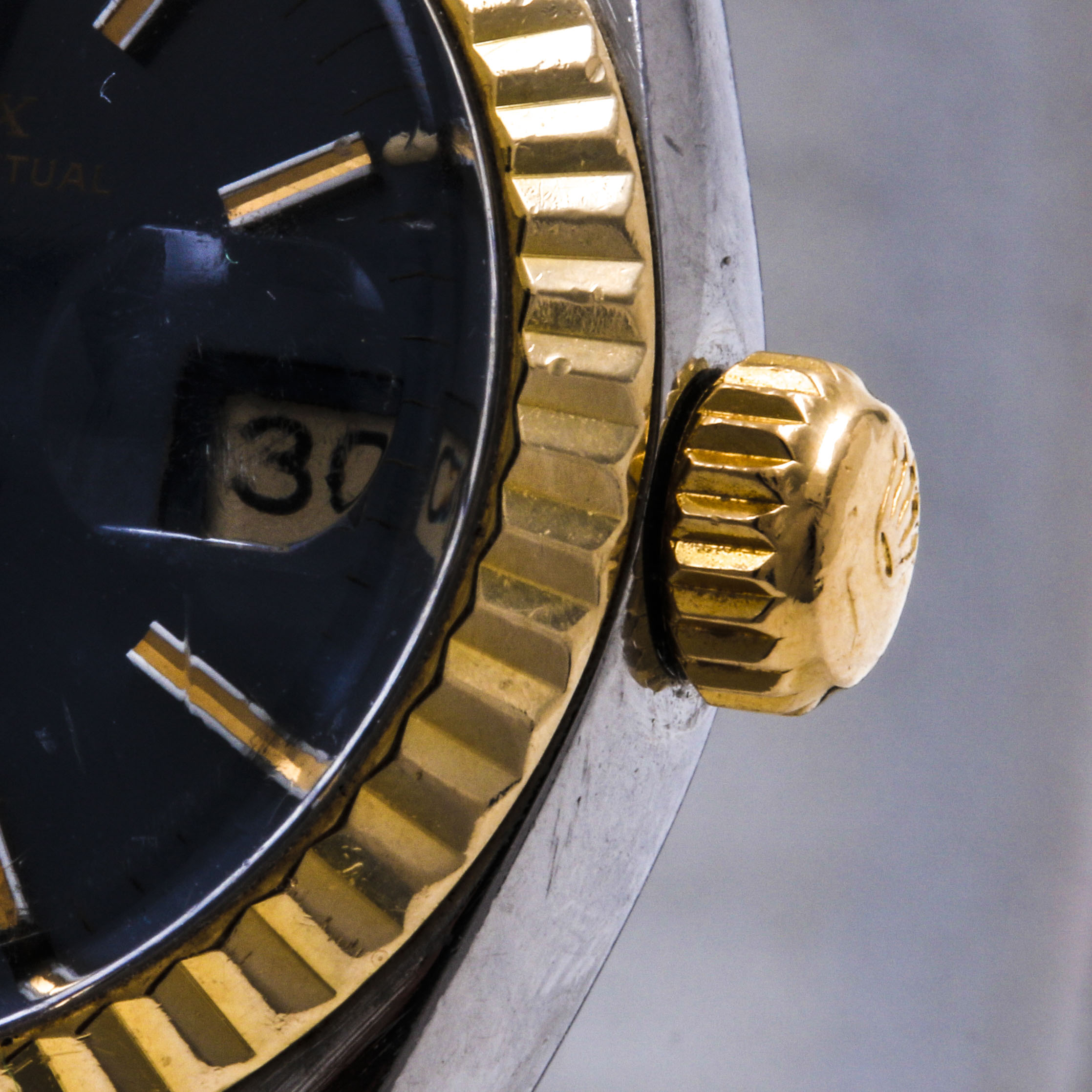 Vintage Rolex Oyster Perpetual Date 14K Yellow Gold and Stainless Steel Watch