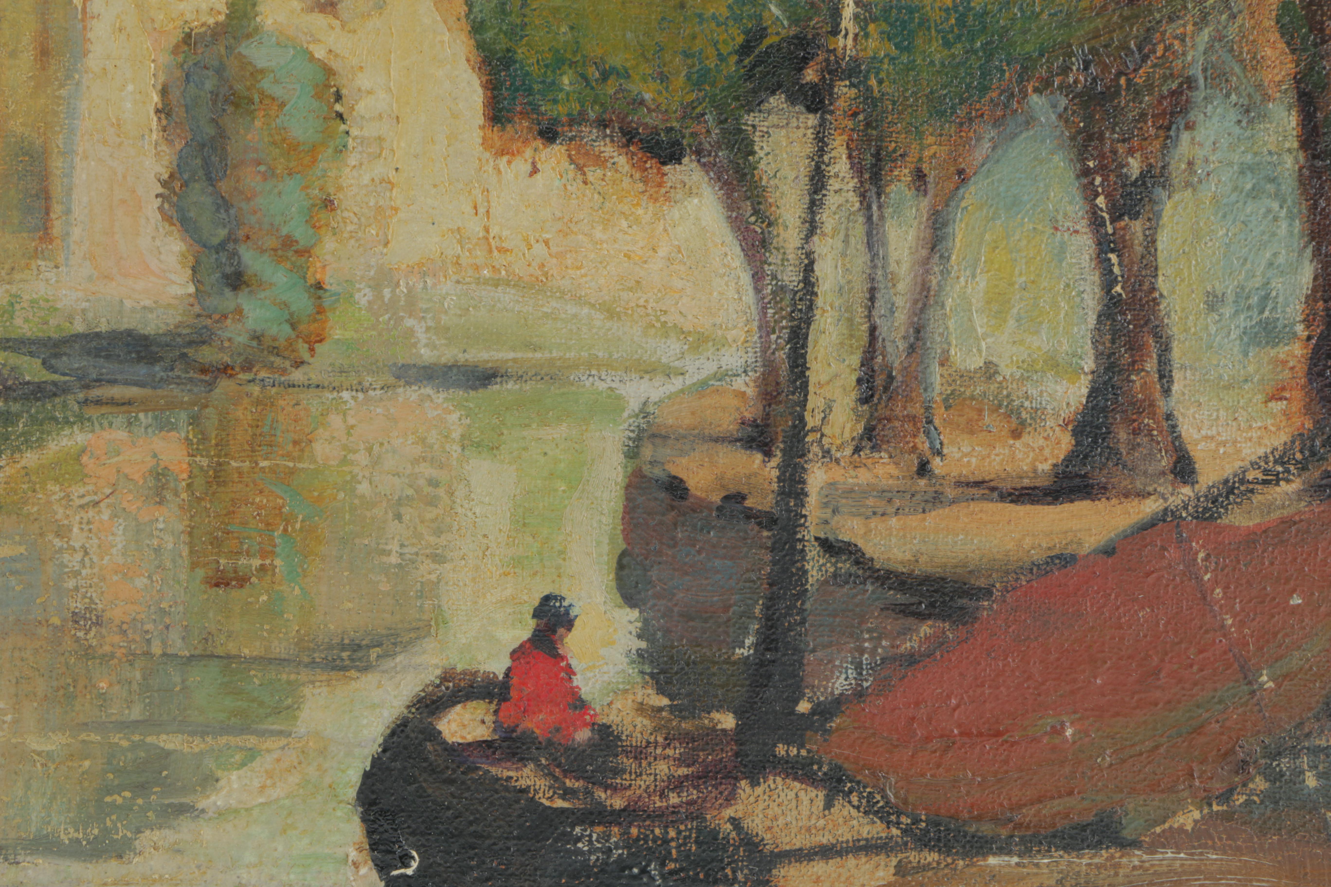 Hanny Van Der Velde Oil on Canvas "Dutch City with Canal"