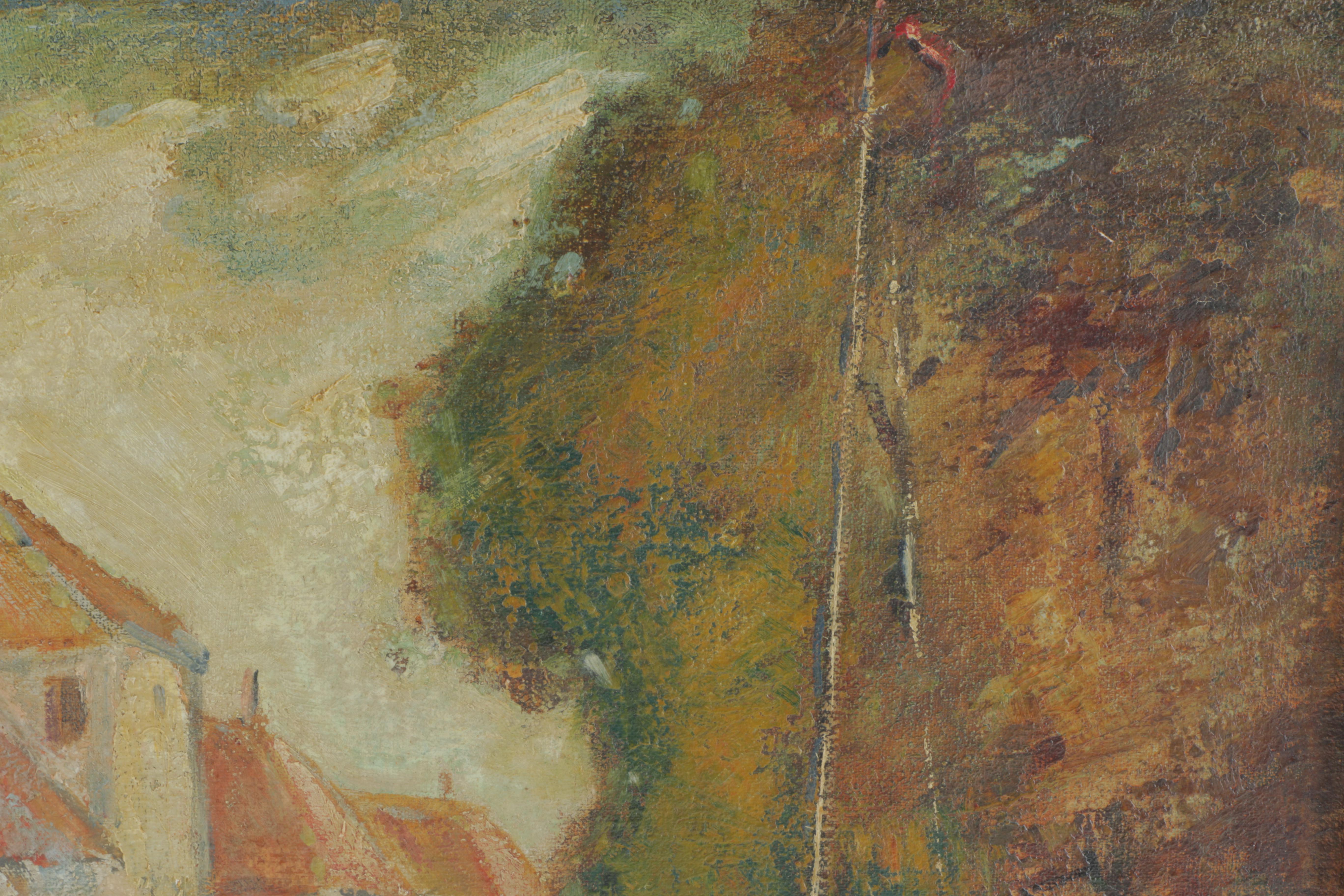 Hanny Van Der Velde Oil on Canvas "Dutch City with Canal"