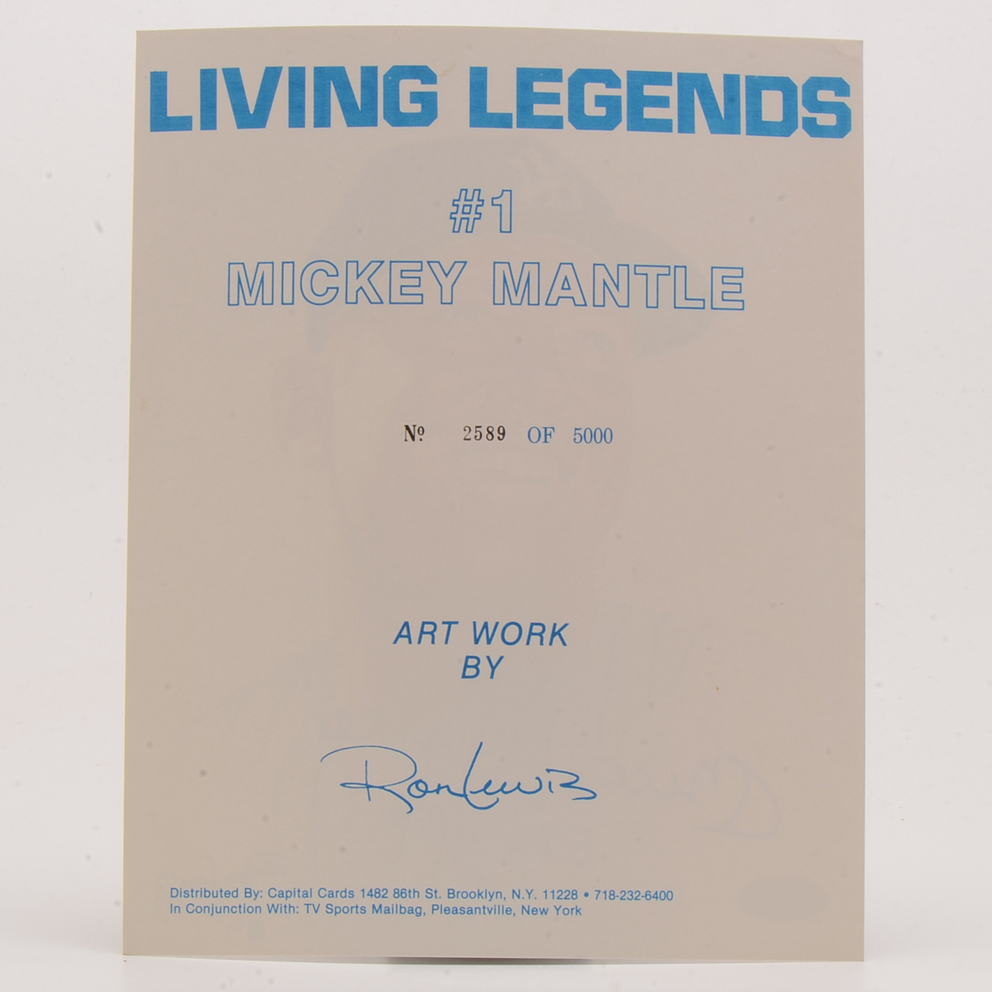 Mickey Mantle Signed Print  COA