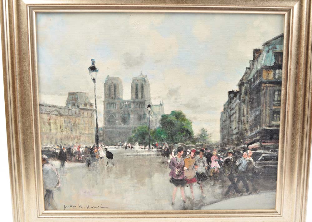 Jules René Hervé Original Oil on Canvas "Paris by Notre Dame"