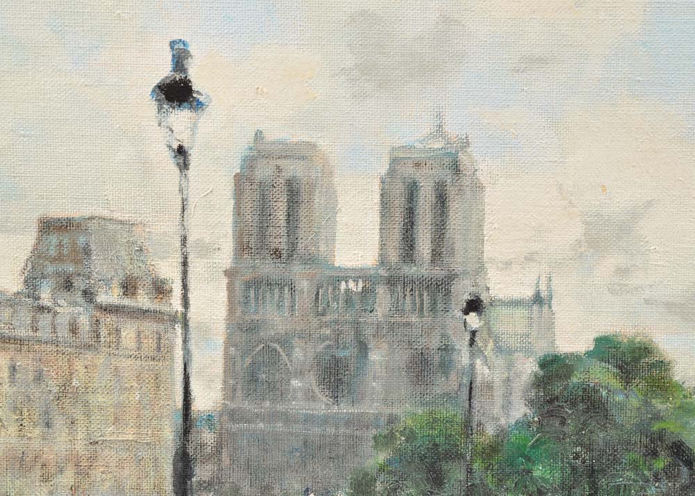 Jules René Hervé Original Oil on Canvas "Paris by Notre Dame"