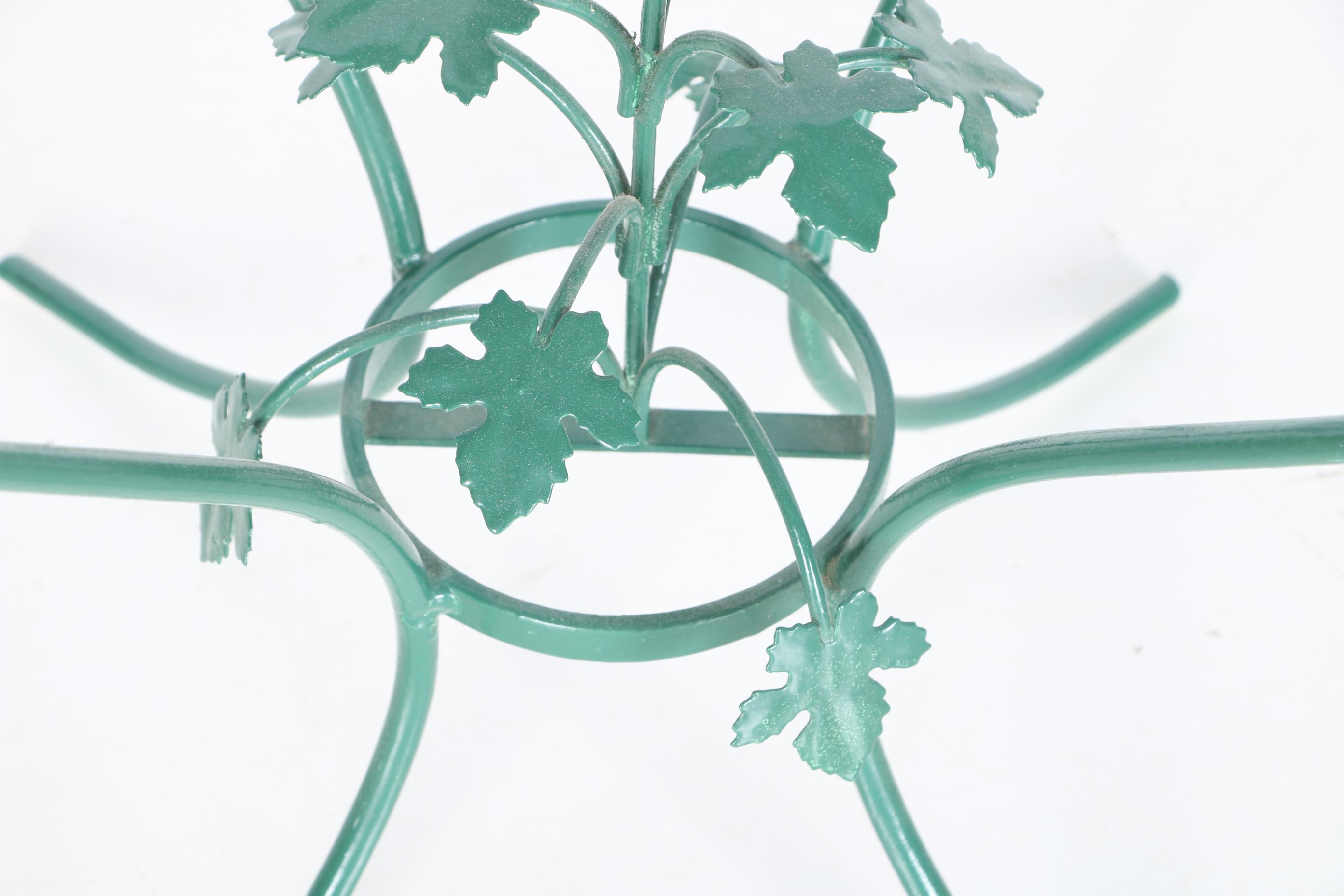 Green Painted Glass Top Patio Table