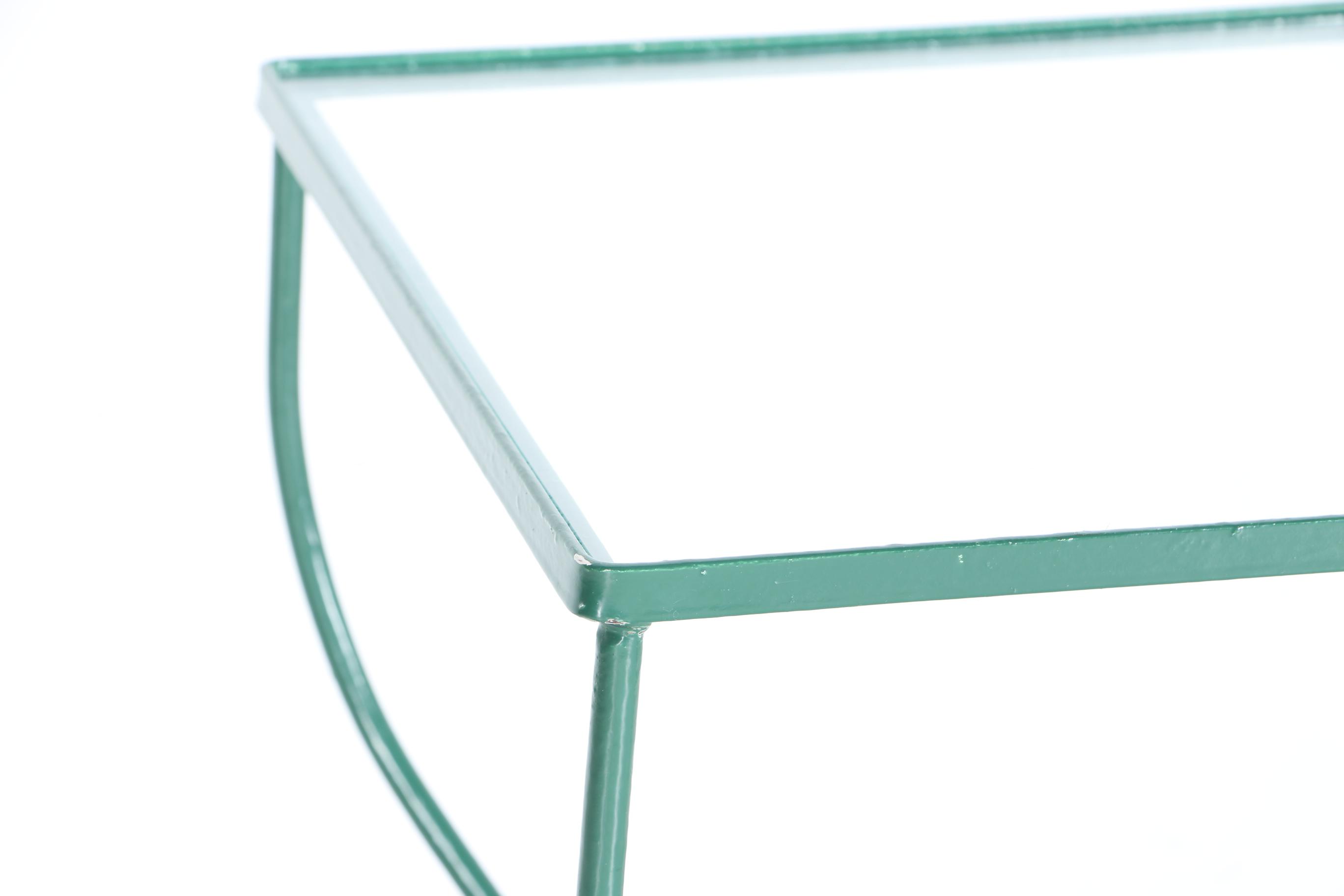 Green Painted Glass Top Patio Table