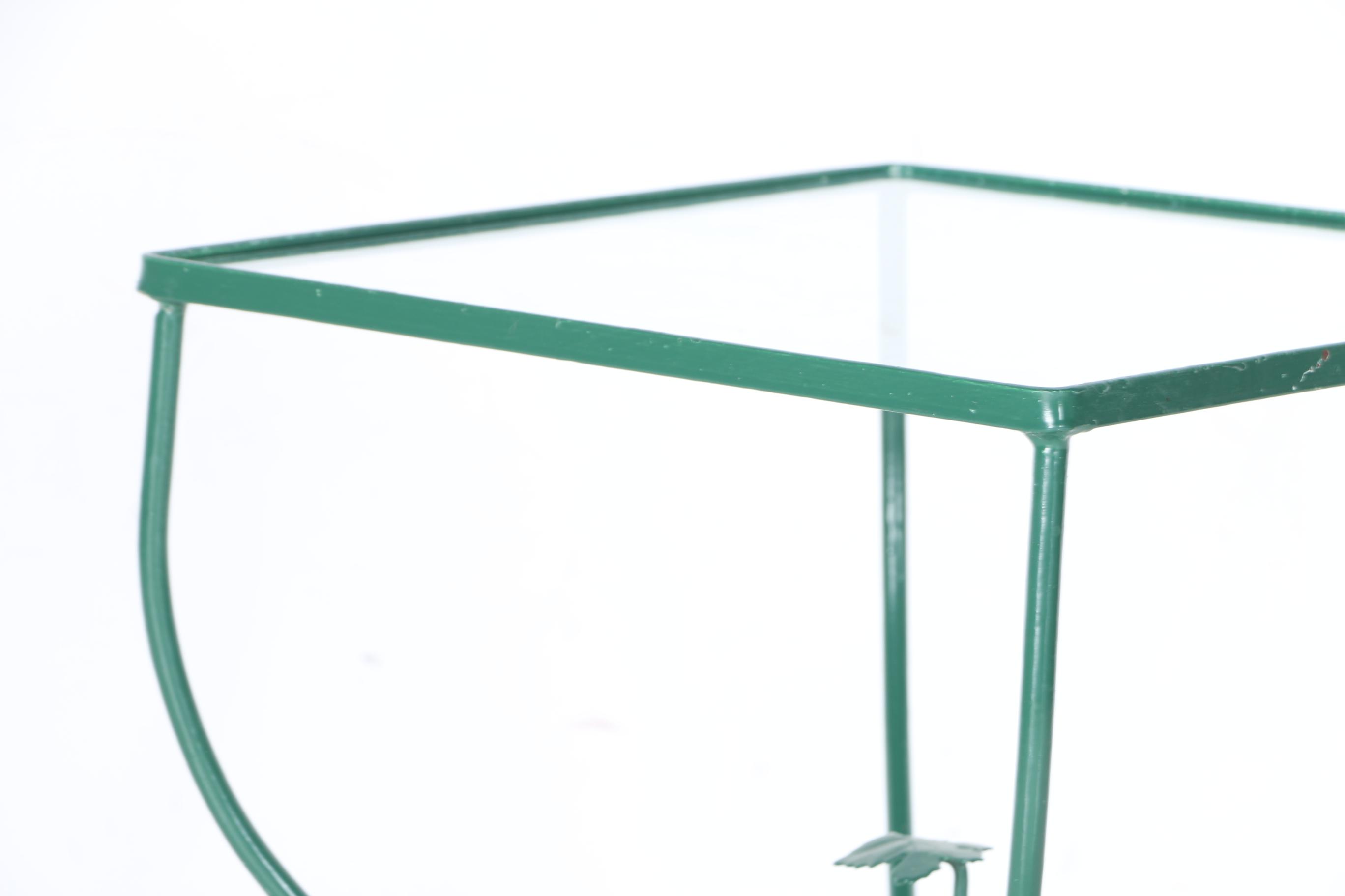 Green Painted Glass Top Patio Table