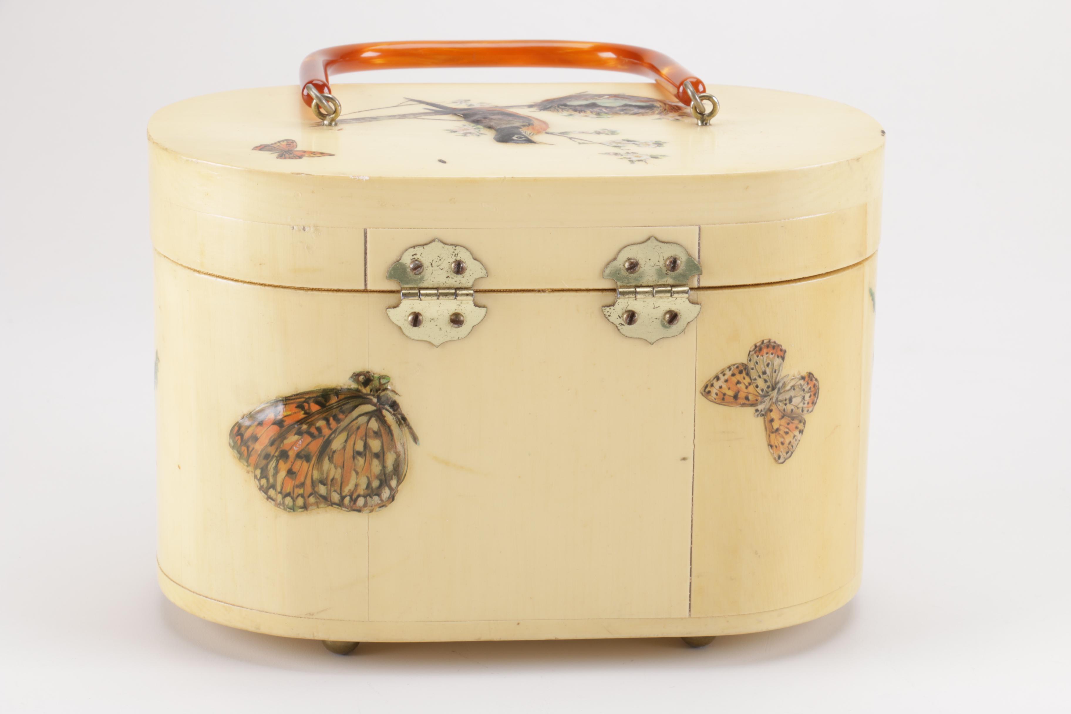 Wooden Butterfly and Robin Purse