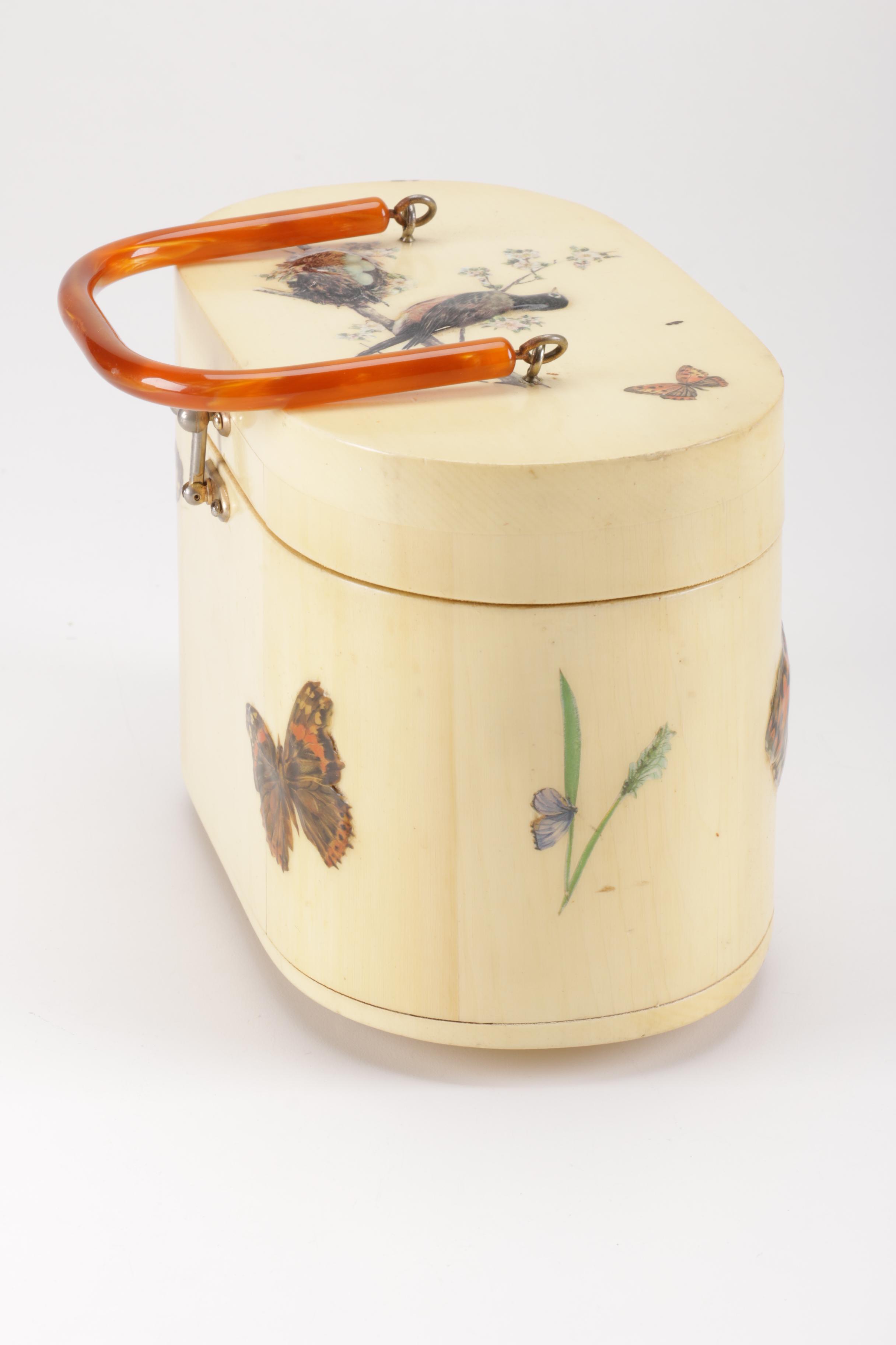 Wooden Butterfly and Robin Purse