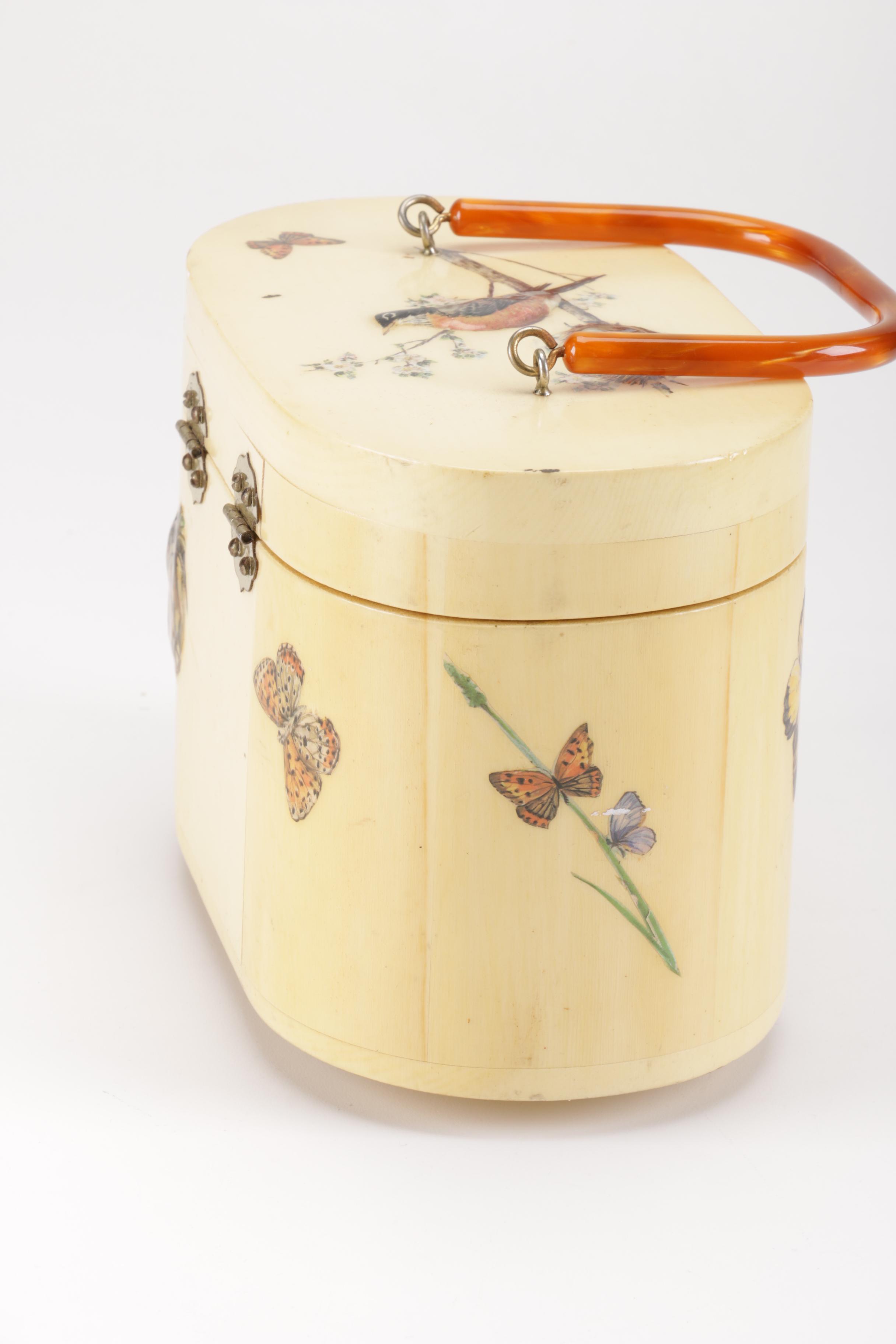 Wooden Butterfly and Robin Purse