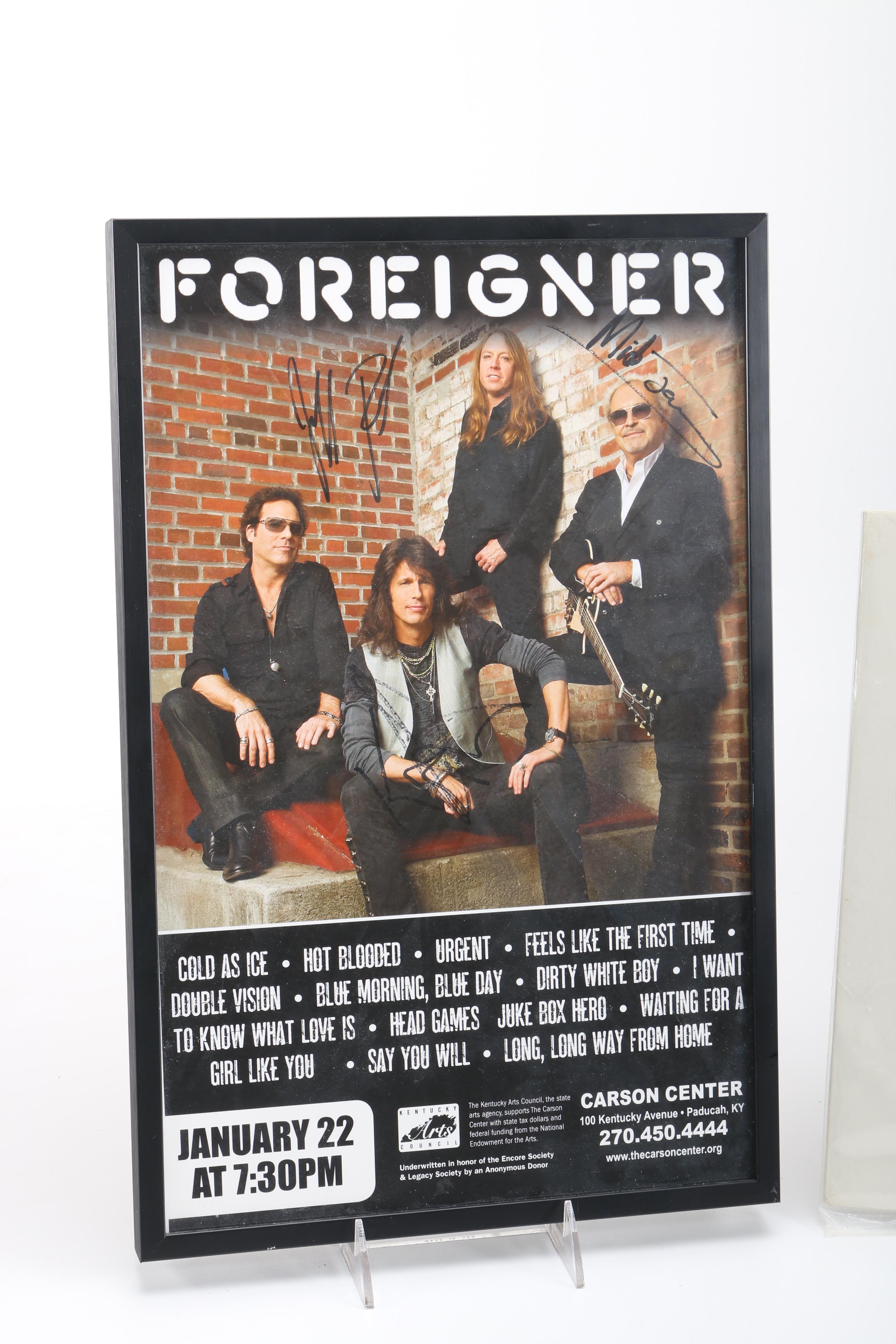 Signed Foreigner Poster and Bruce Hornsby Record