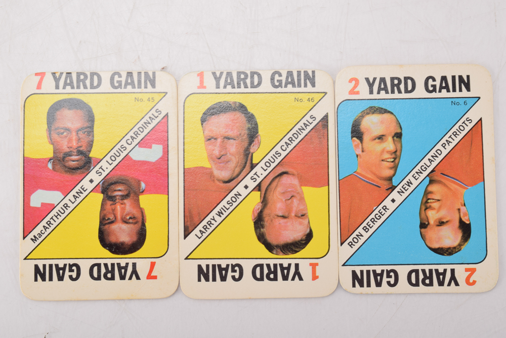 Vintage Topps Football Game Cards Featuring O.J. Simpson, Joe Namath, and Dick Butkus