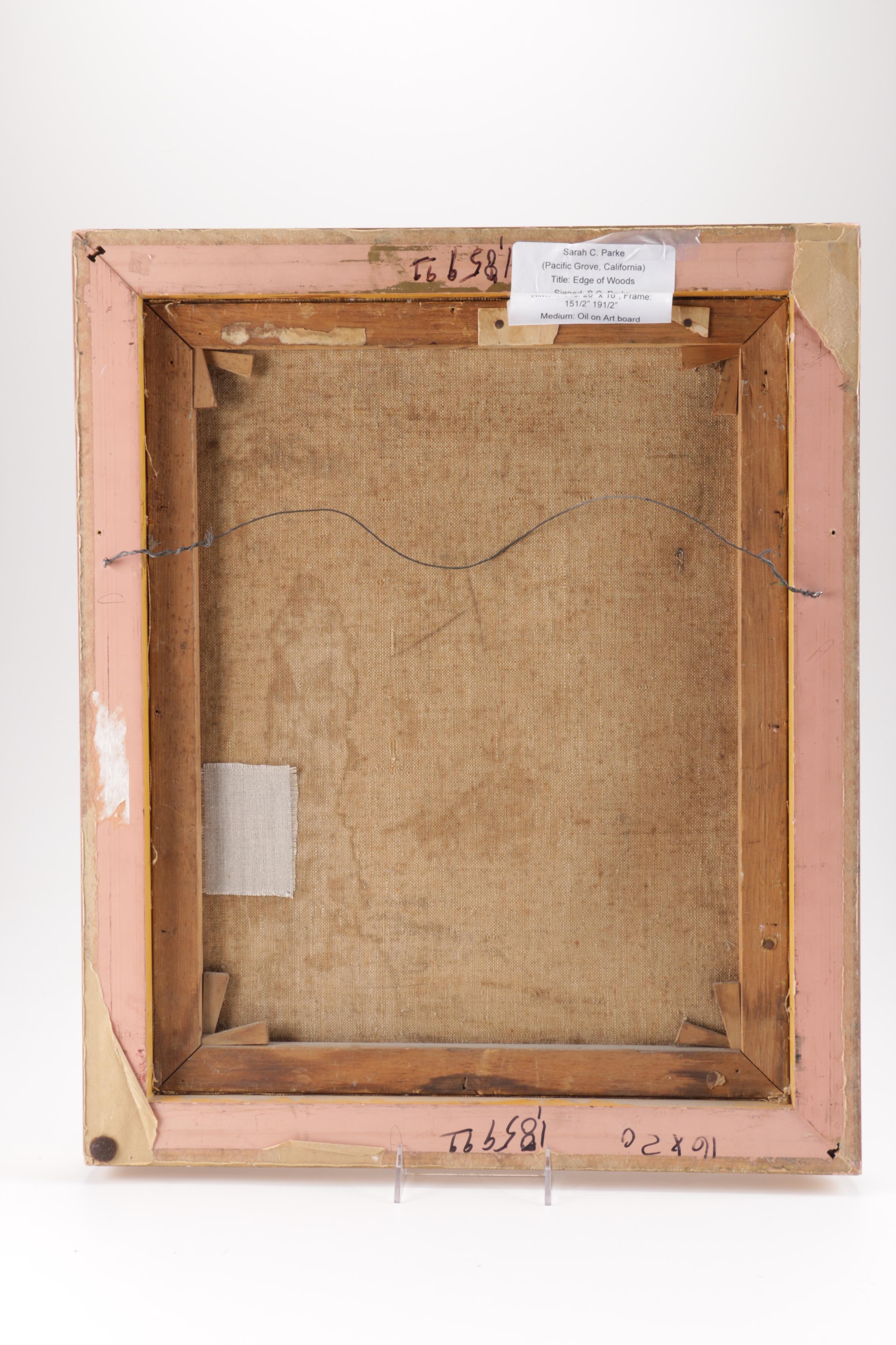 Sarah C. Parke Oil on Canvas "Edge Of Woods"