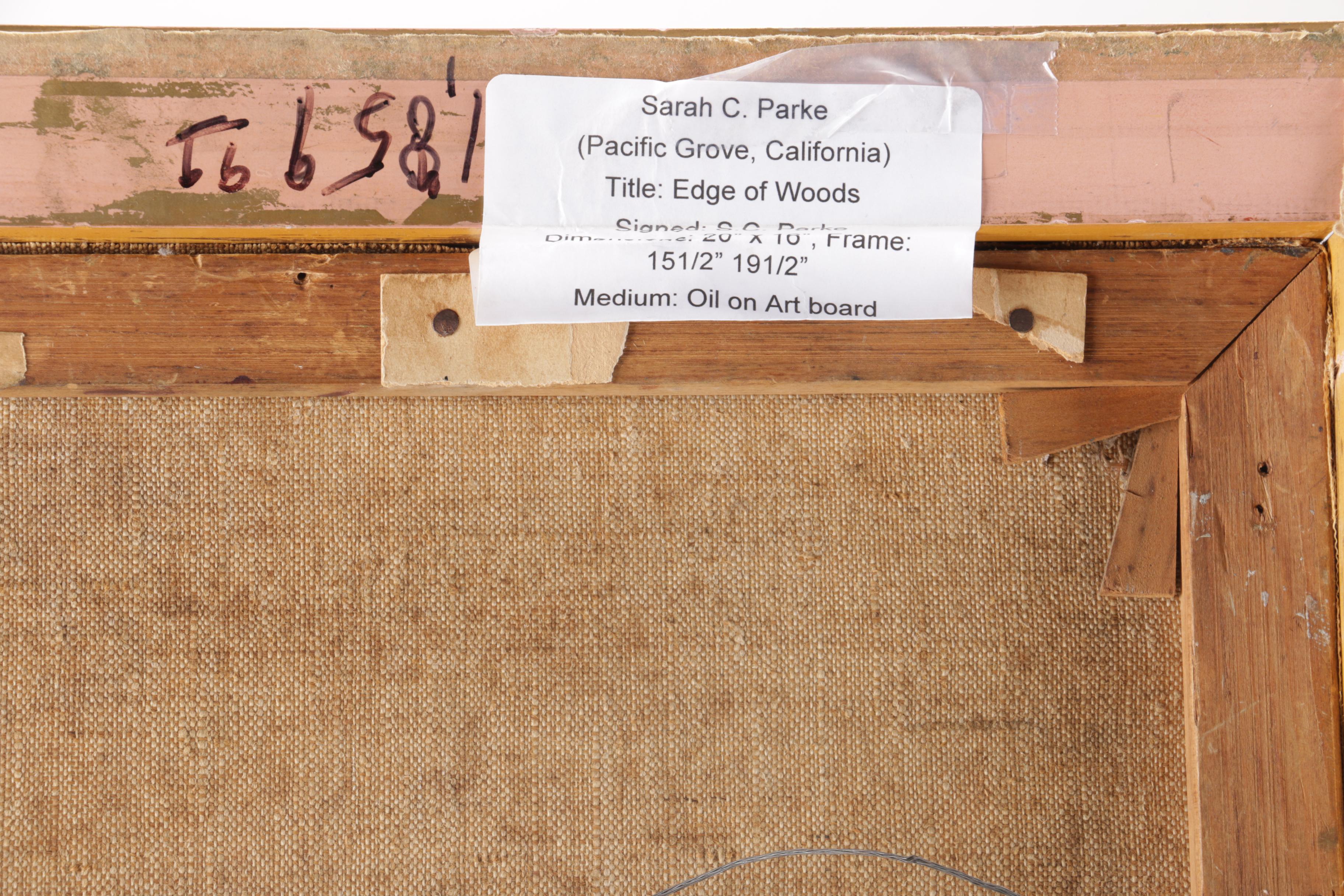 Sarah C. Parke Oil on Canvas "Edge Of Woods"