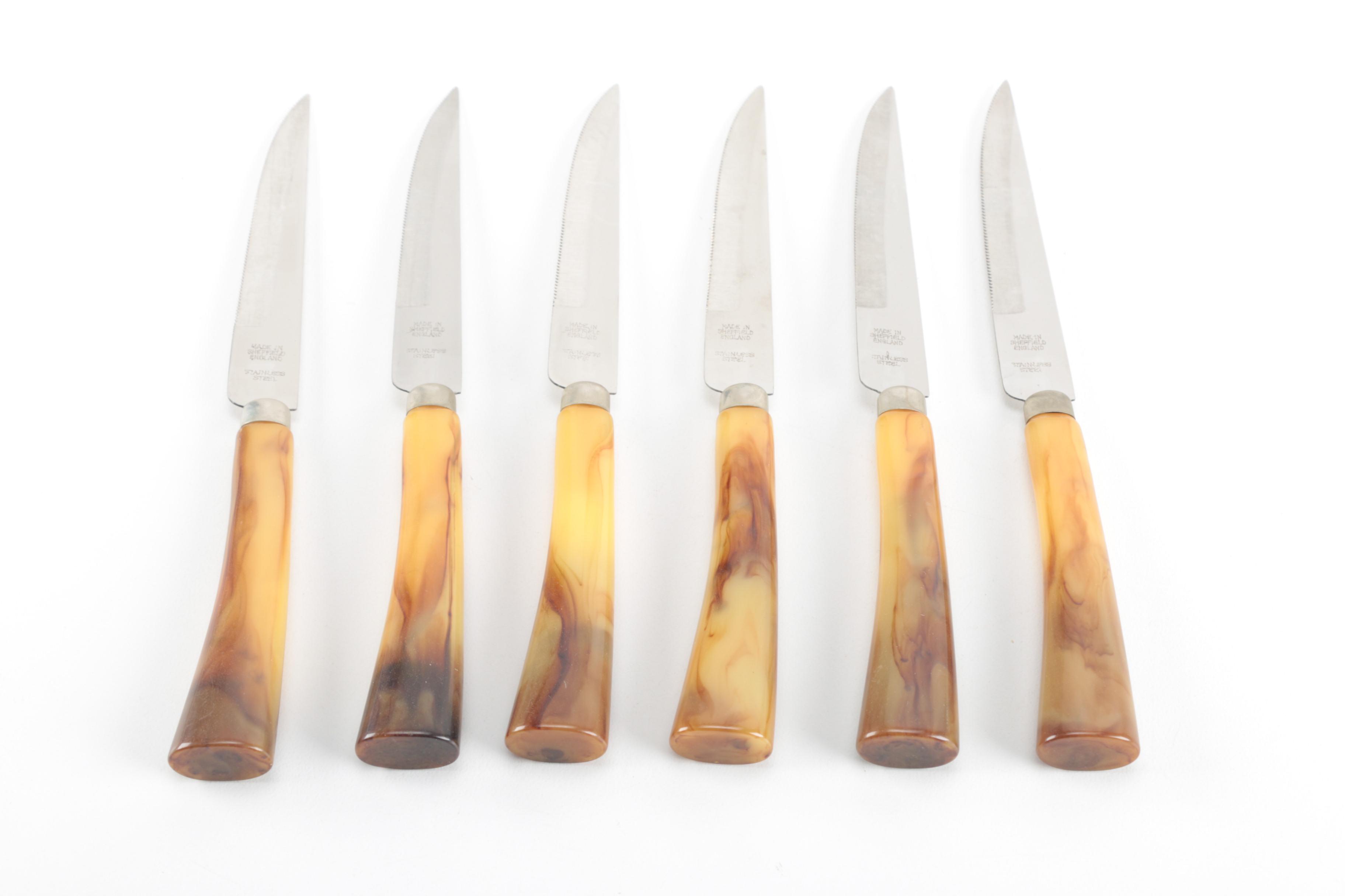 Vintage Sheffield Carving Set With Resin Handles