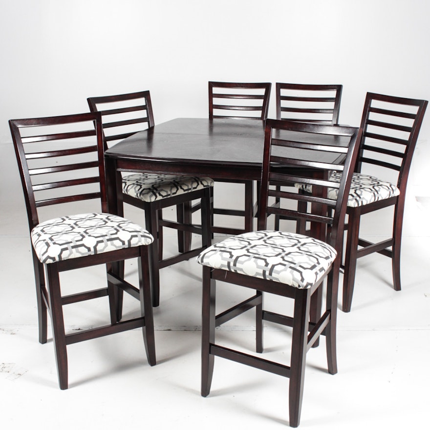 Contemporary Wood High Top Dining Set